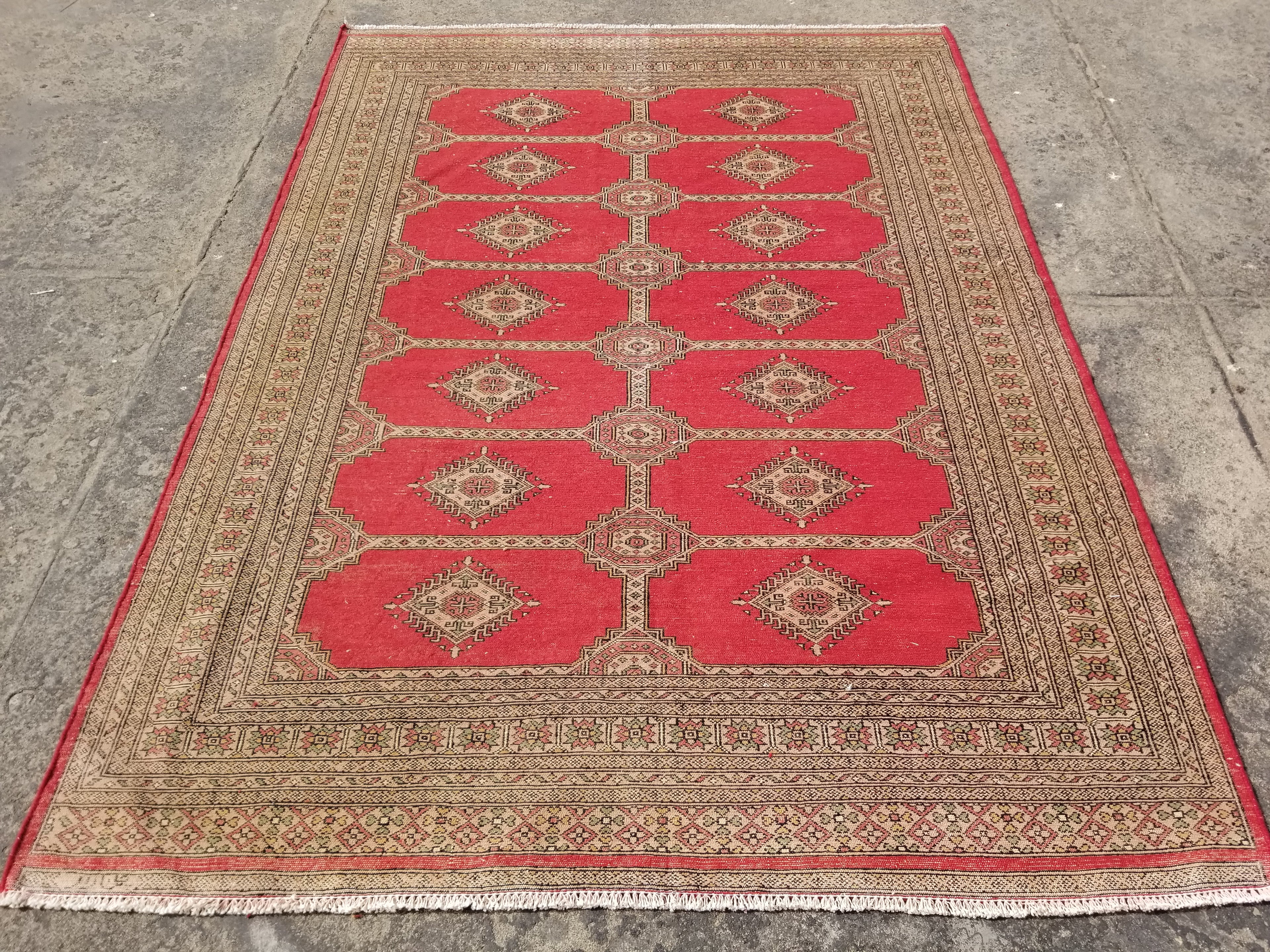 Vintage Traditional Handmade Pakistani Bokhara Style Wool Rug 238x170cm