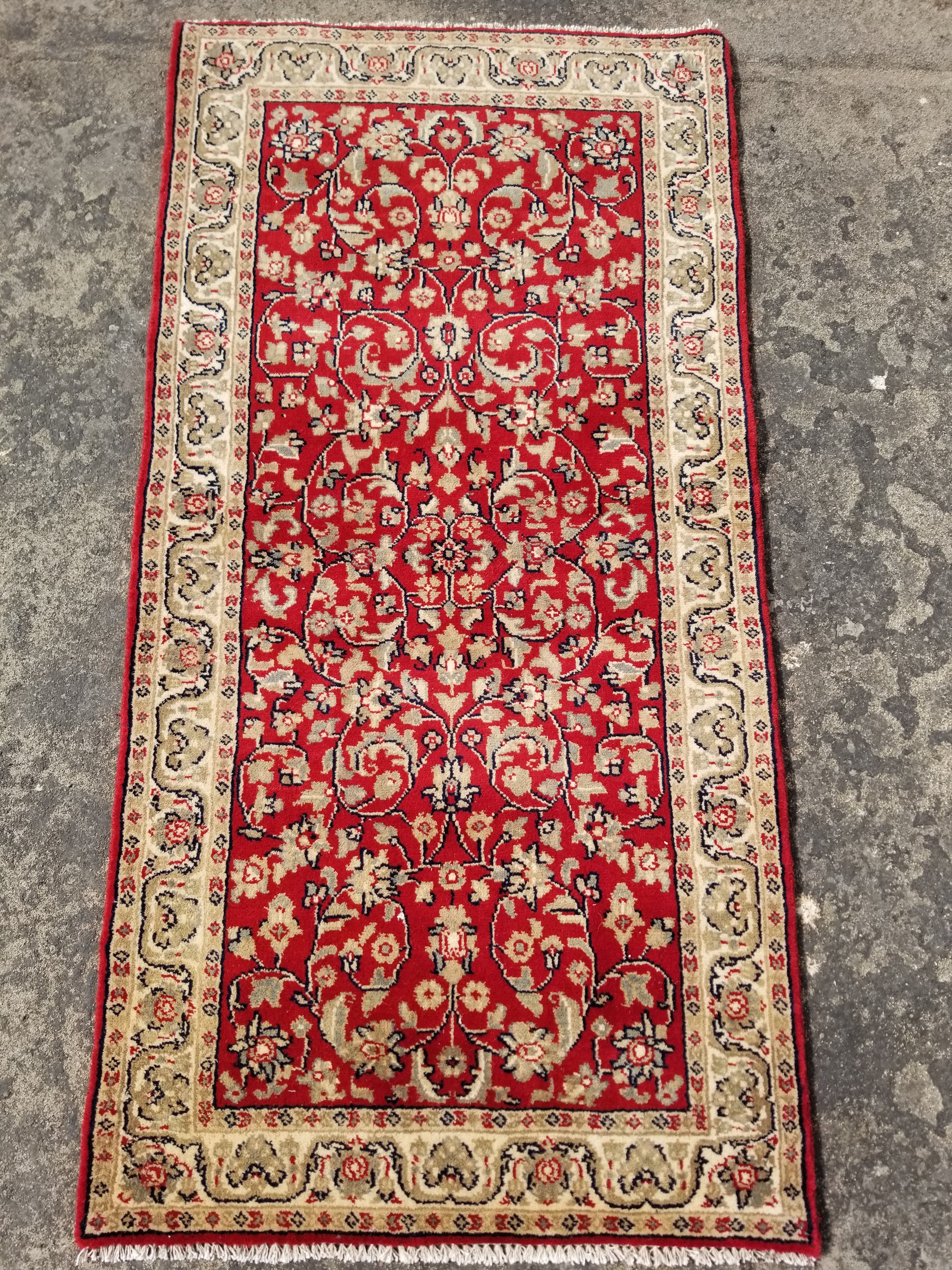 Vintage Traditional Handmade Oriental Wool Multicolor Rug 137x70cm