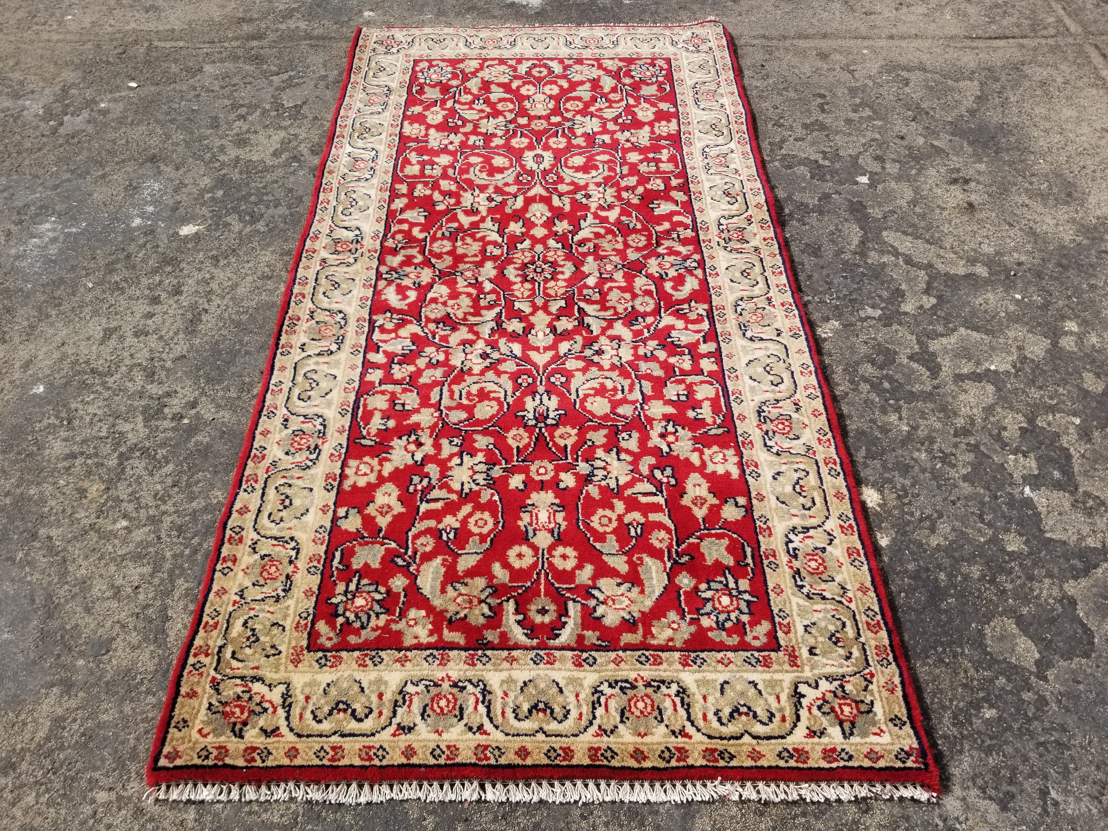 Vintage Traditional Handmade Oriental Wool Multicolor Rug 137x70cm