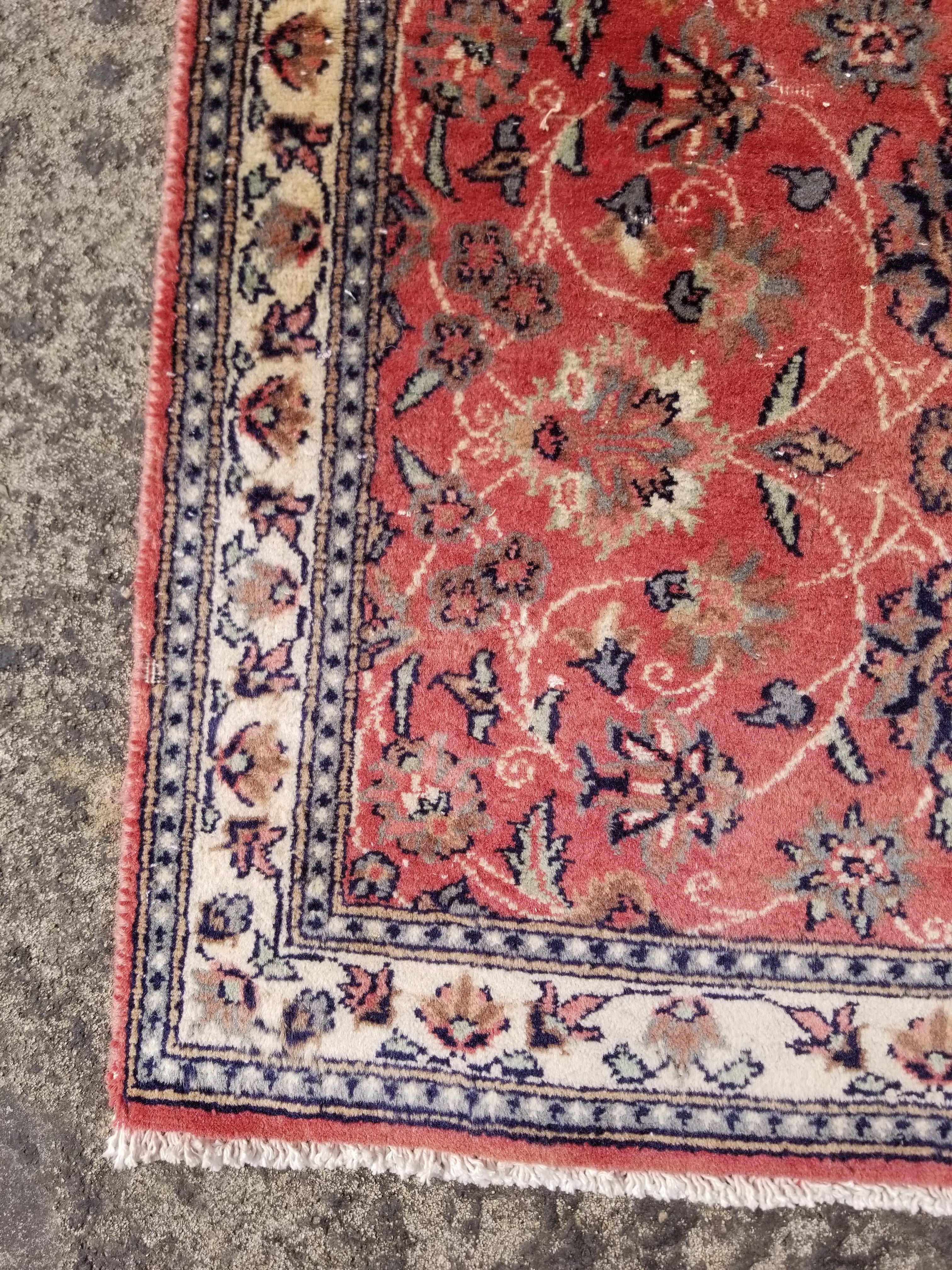 Vintage Traditional Handmade Oriental Wool Multicolor Rug 91x60cm