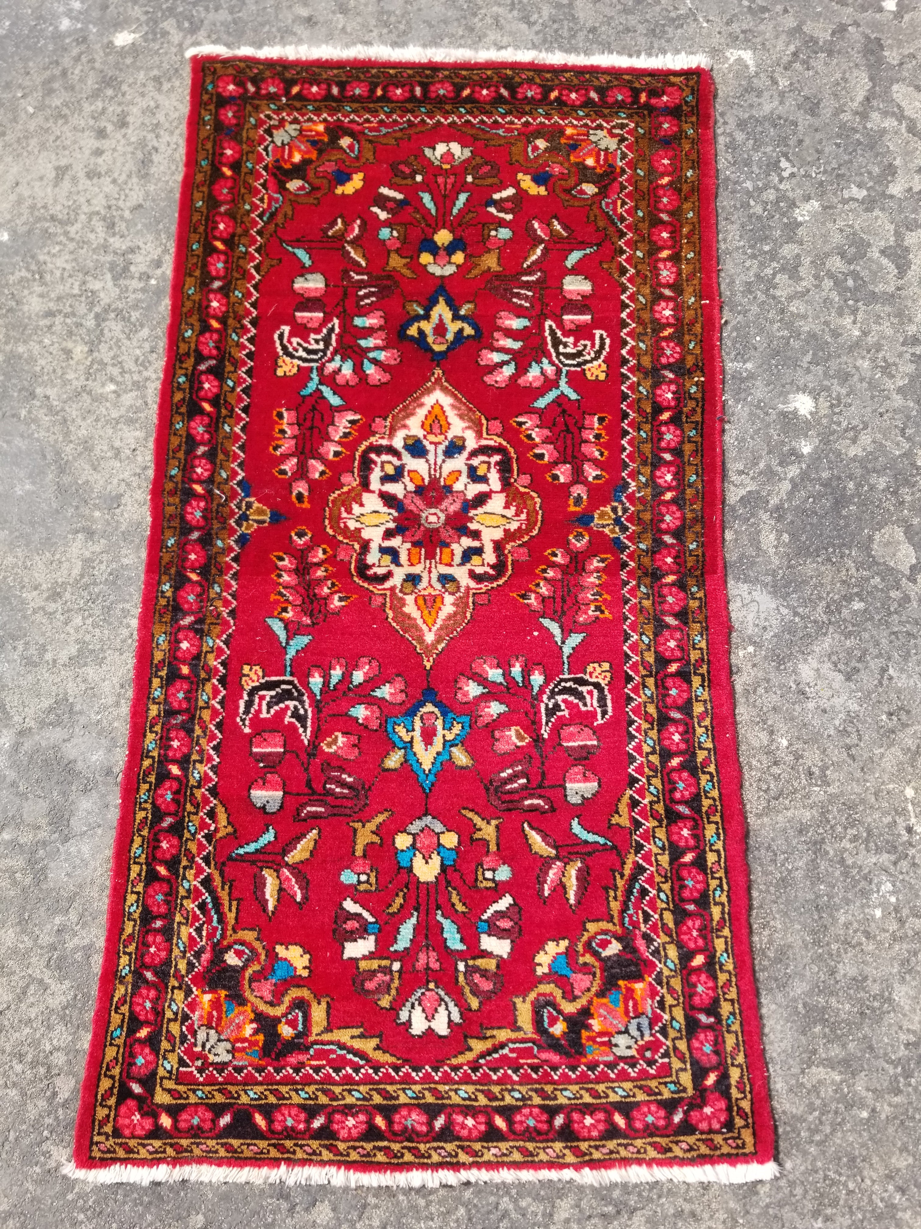 Vintage Traditional Handmade Tribal Oriental Wool Multicolor Rug 131x64cm