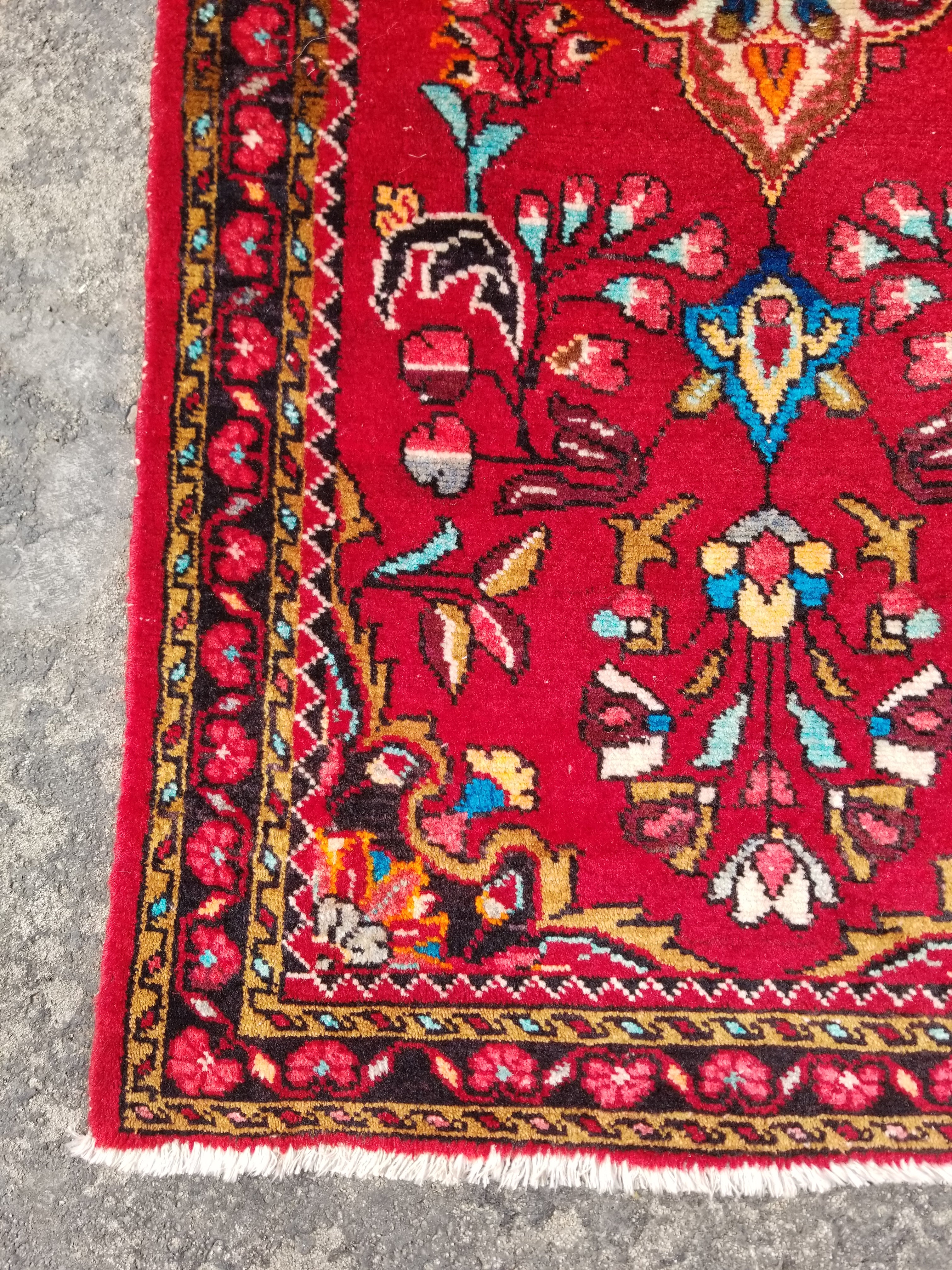 Vintage Traditional Handmade Tribal Oriental Wool Multicolor Rug 131x64cm