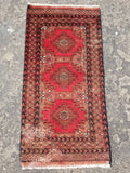 Distressed Vintage Traditional Handmade Afghan Bokhara Wool Rug 116x58cm