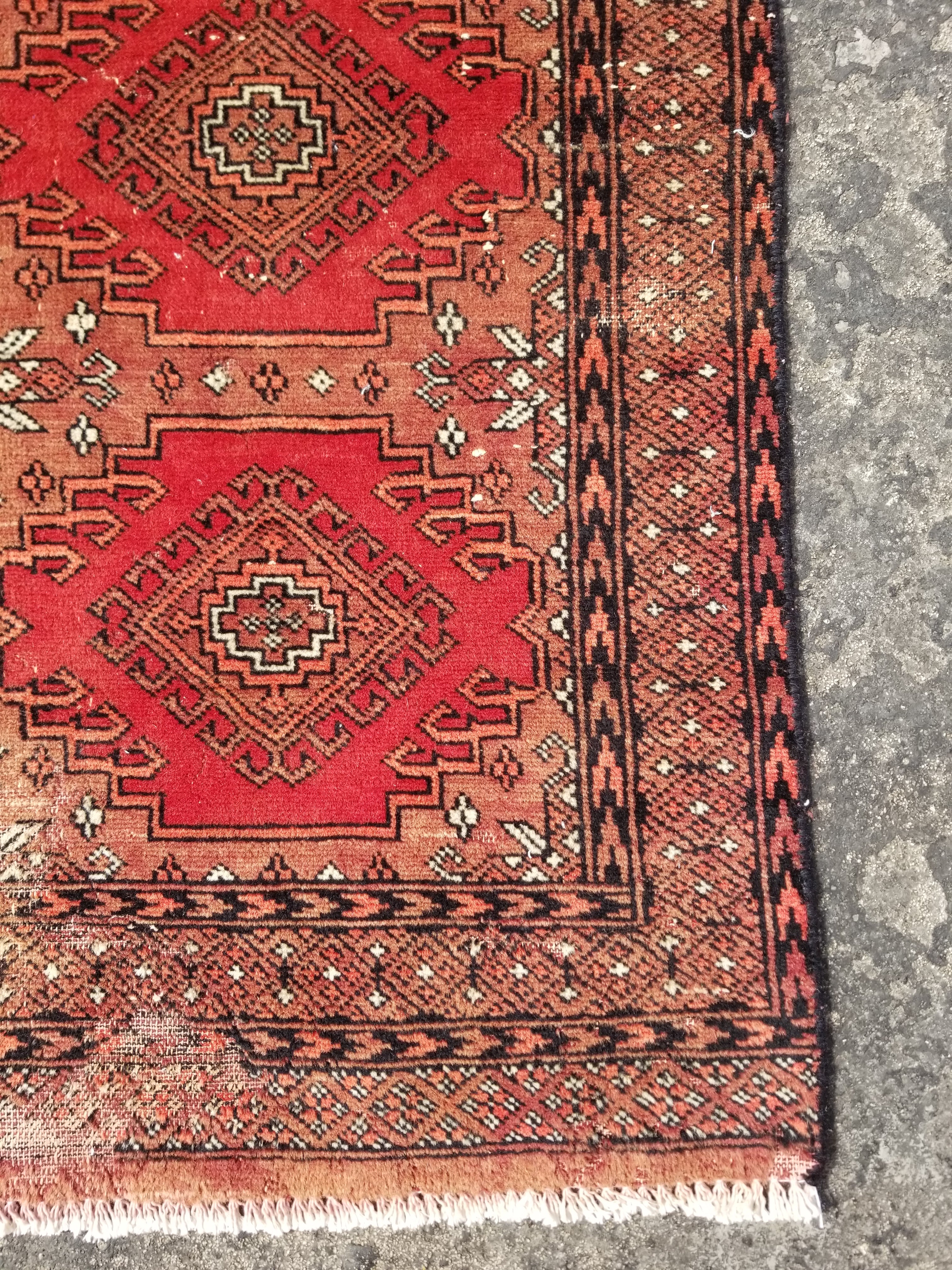 Distressed Vintage Traditional Handmade Afghan Bokhara Wool Rug 116x58cm