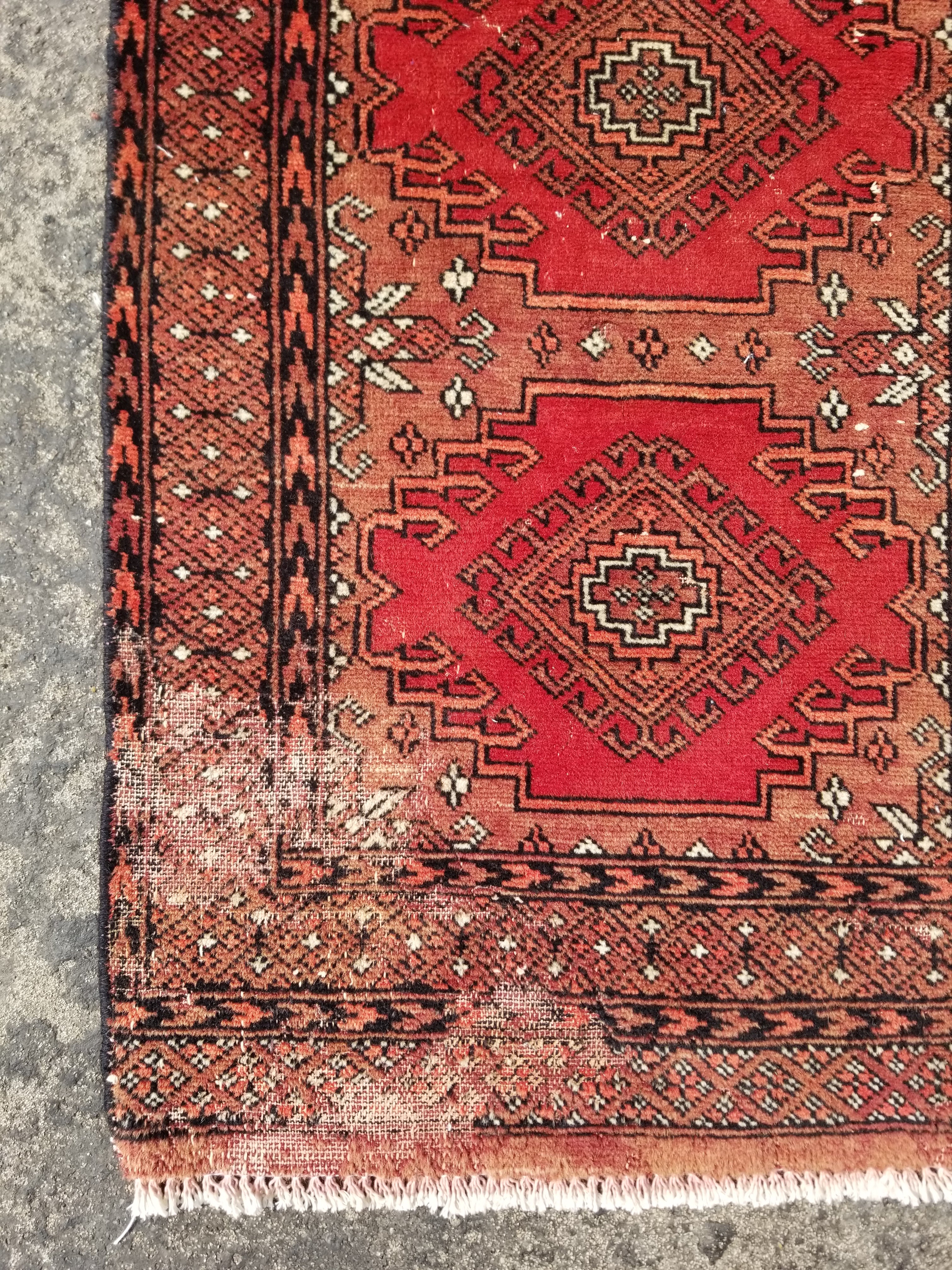 Distressed Vintage Traditional Handmade Afghan Bokhara Wool Rug 116x58cm