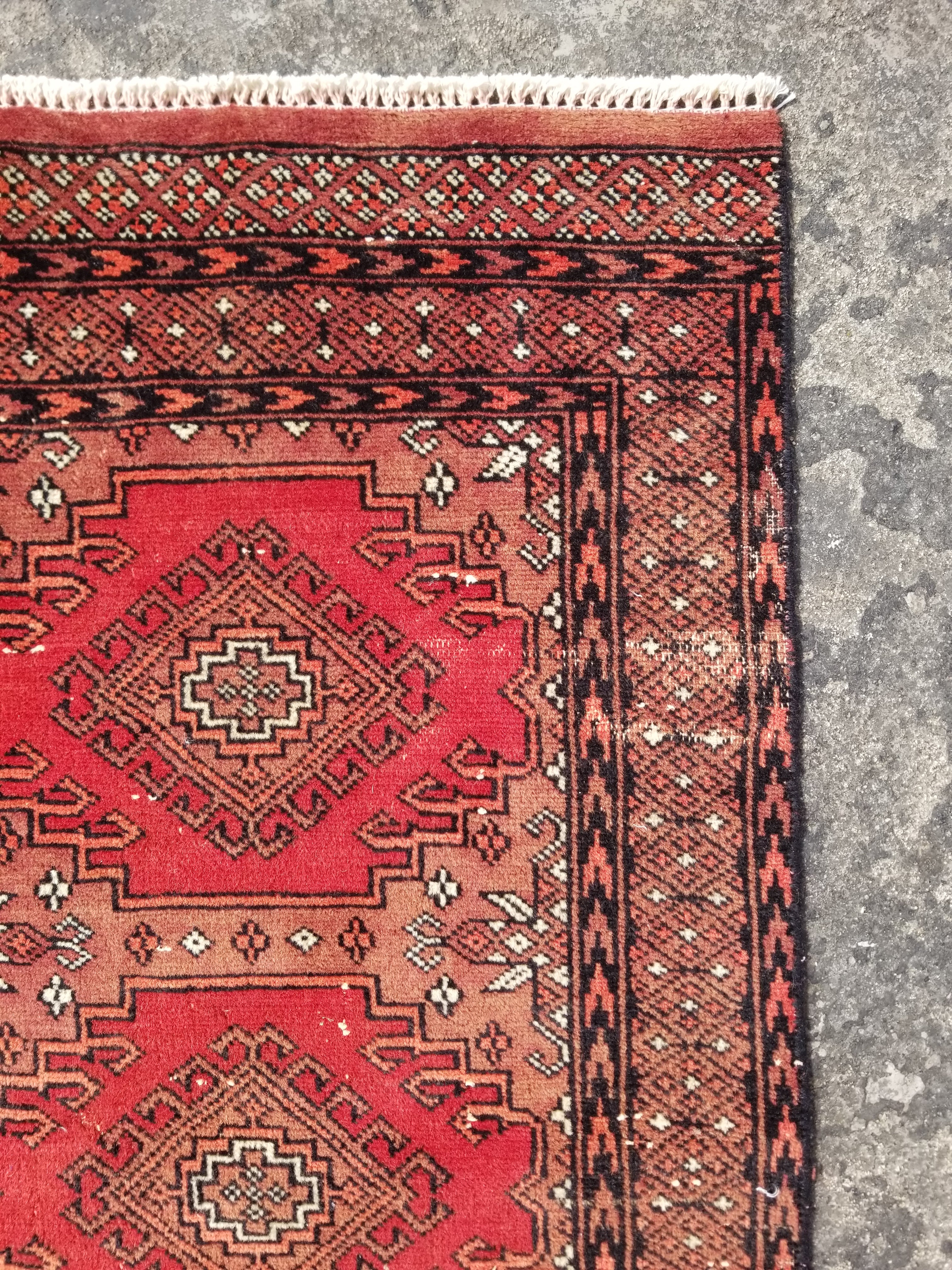 Distressed Vintage Traditional Handmade Afghan Bokhara Wool Rug 116x58cm