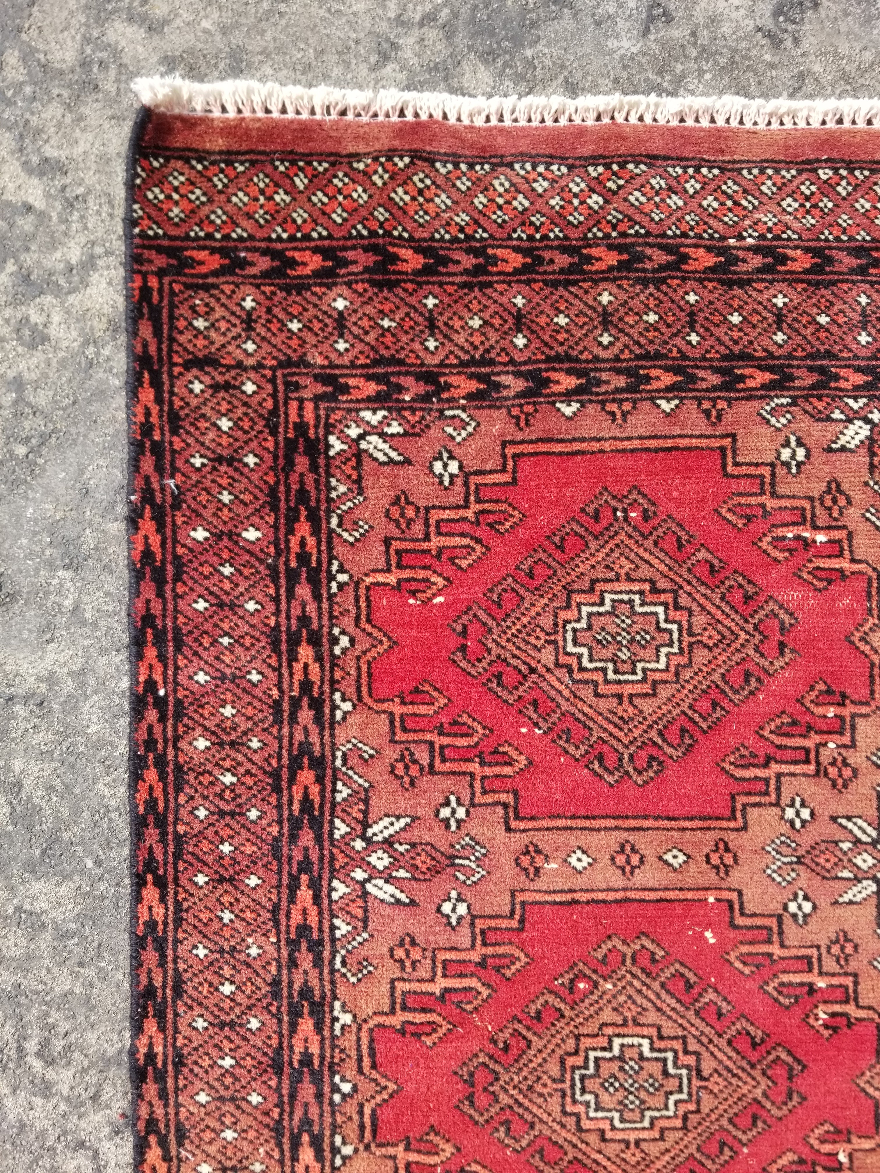 Distressed Vintage Traditional Handmade Afghan Bokhara Wool Rug 116x58cm