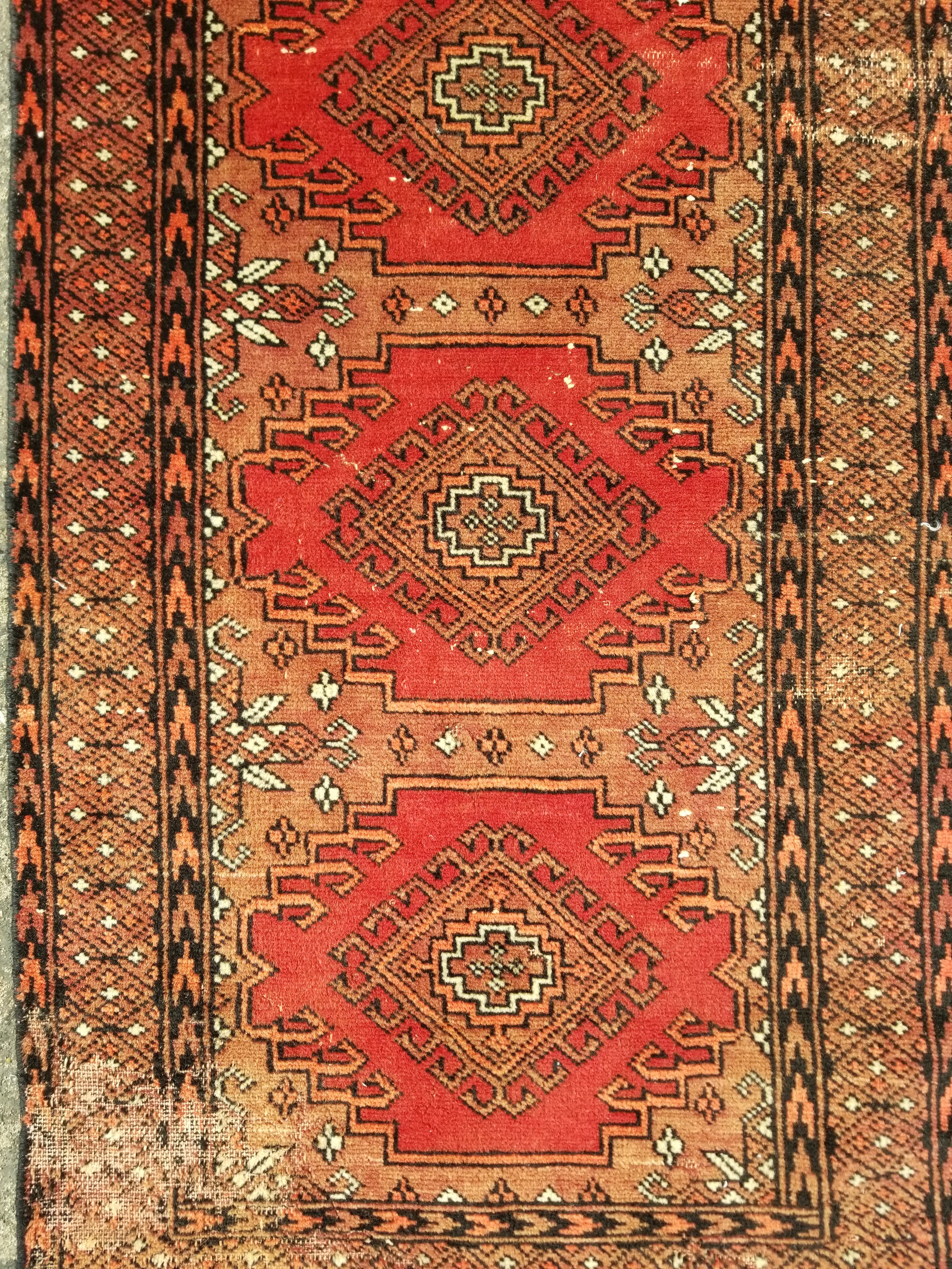 Distressed Vintage Traditional Handmade Afghan Bokhara Wool Rug 116x58cm