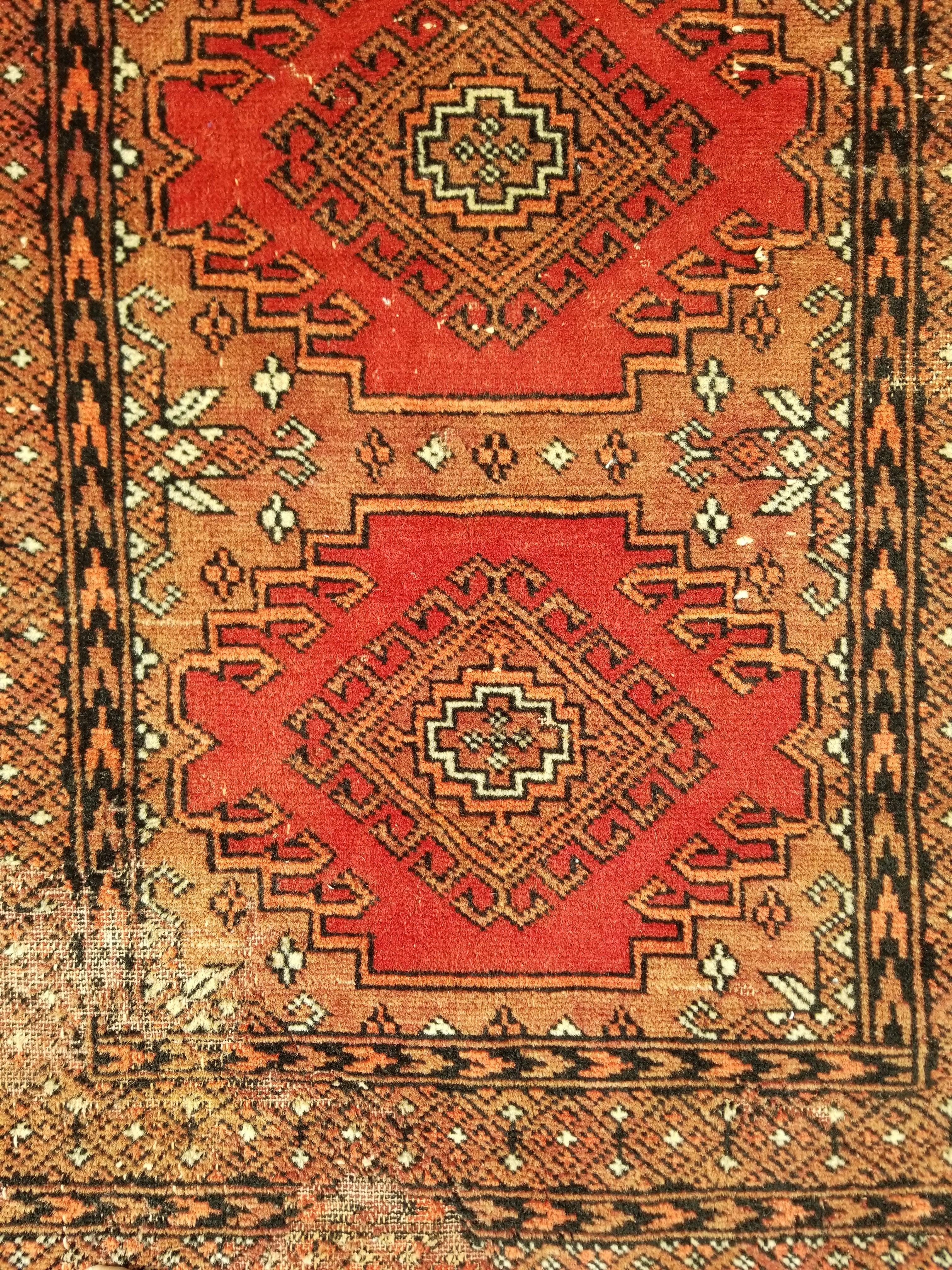 Distressed Vintage Traditional Handmade Afghan Bokhara Wool Rug 116x58cm