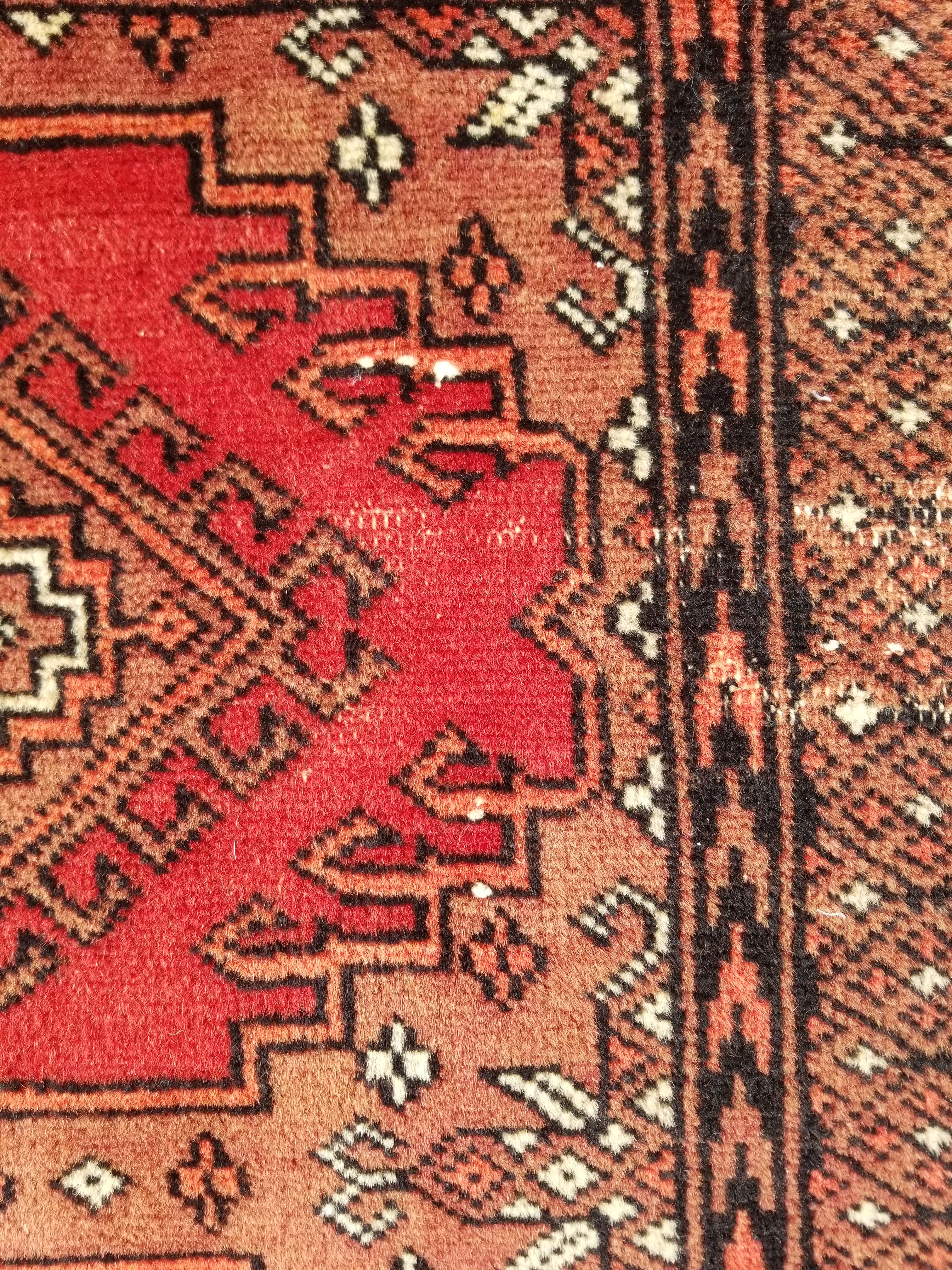 Distressed Vintage Traditional Handmade Afghan Bokhara Wool Rug 116x58cm