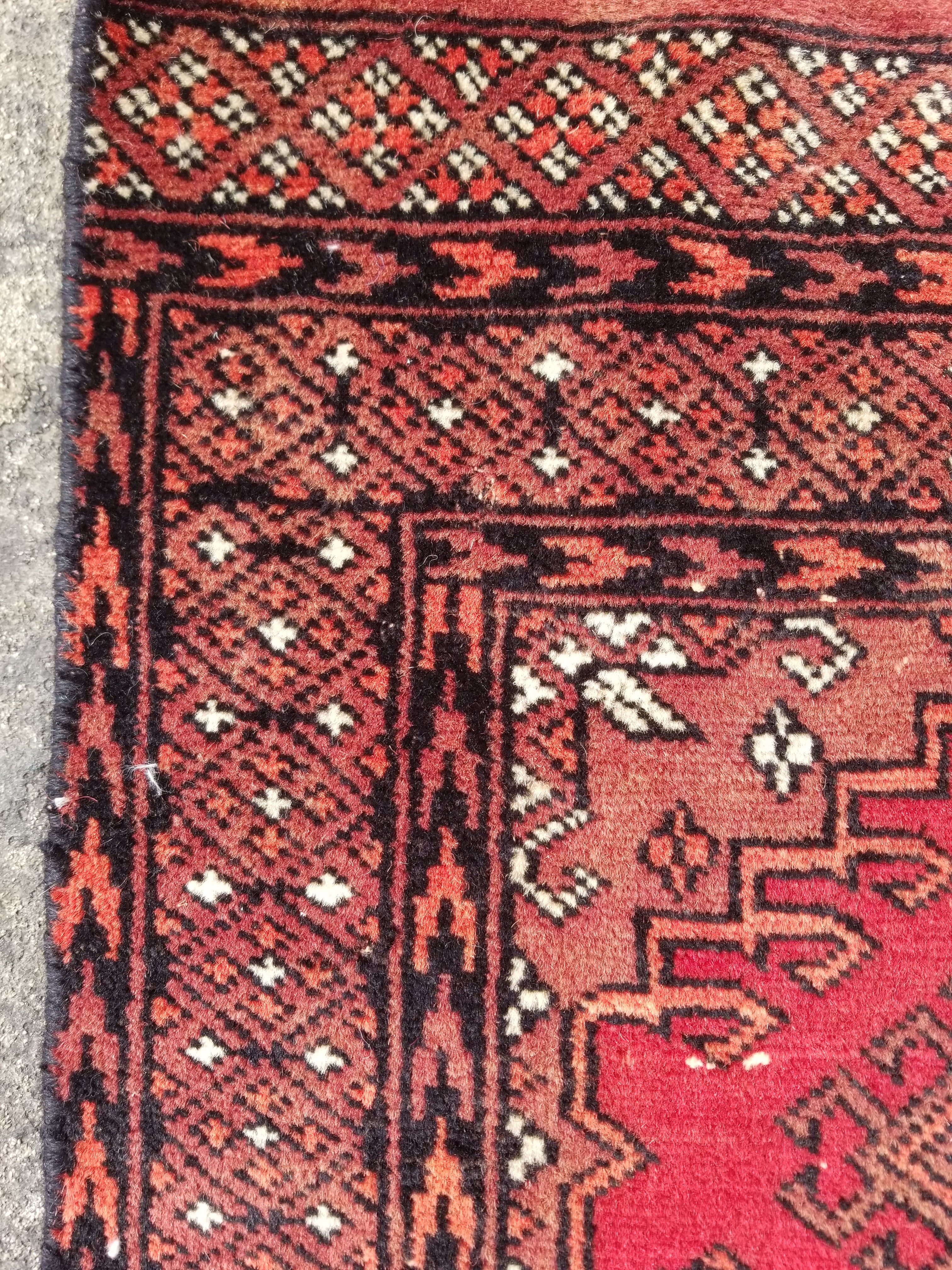 Distressed Vintage Traditional Handmade Afghan Bokhara Wool Rug 116x58cm