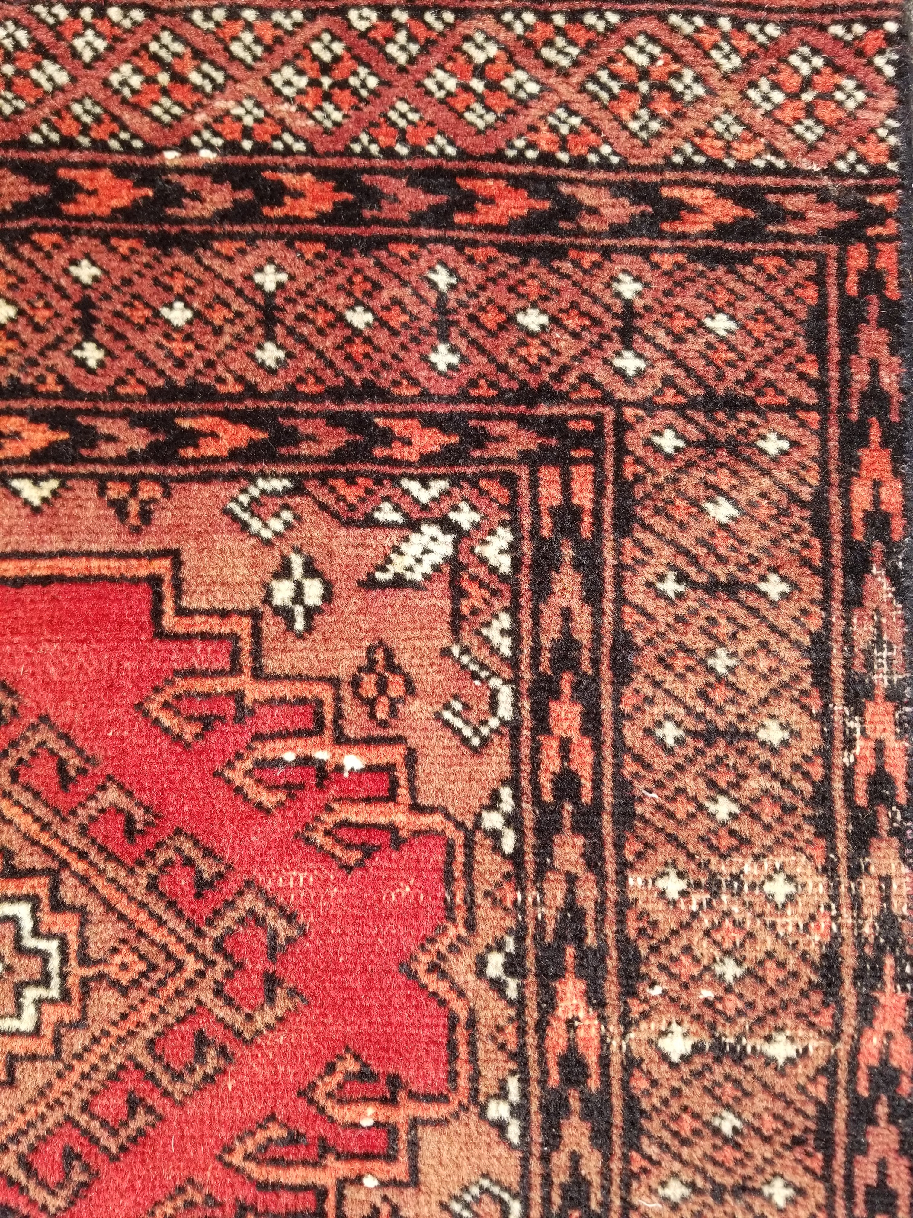 Distressed Vintage Traditional Handmade Afghan Bokhara Wool Rug 116x58cm