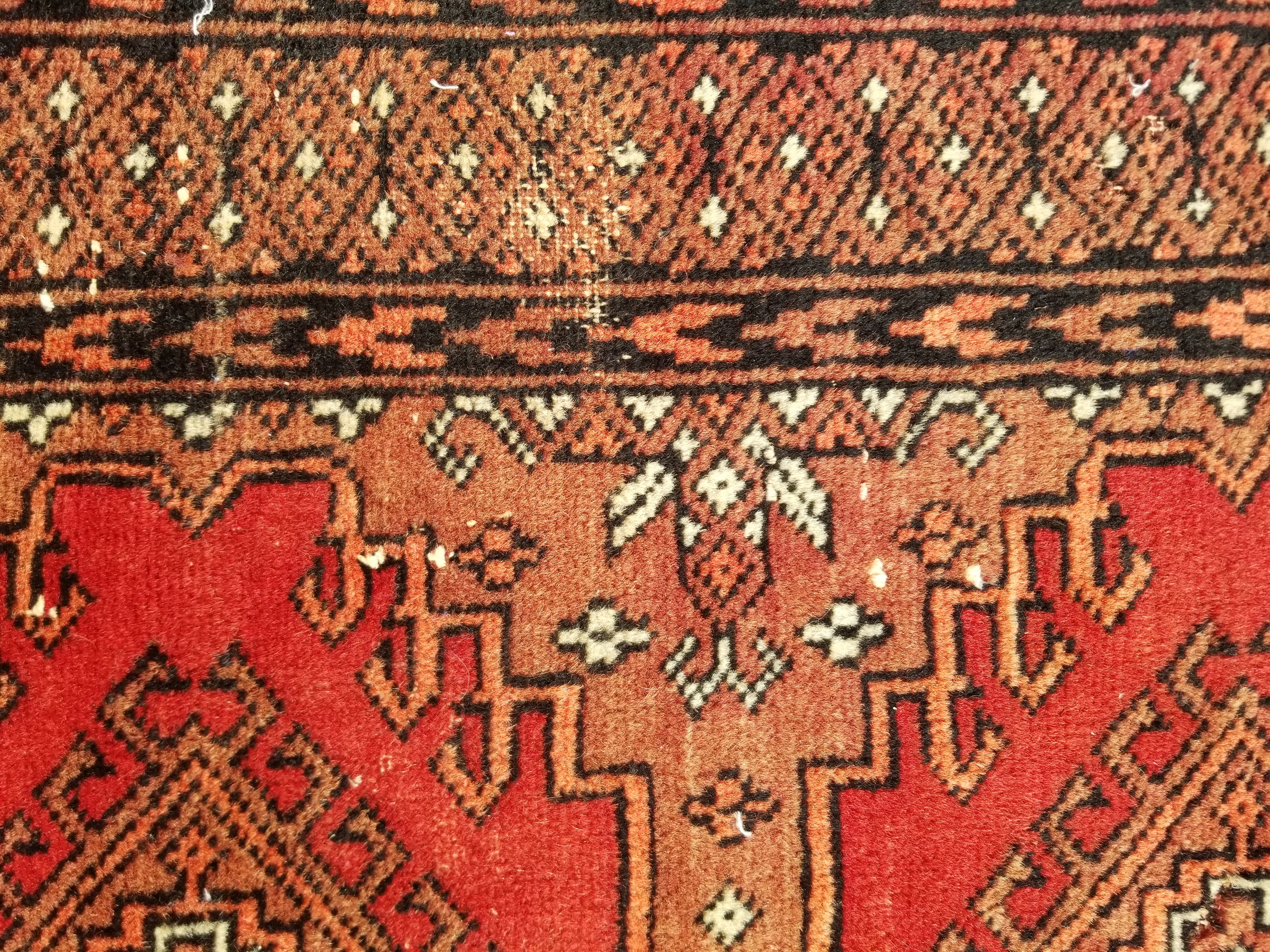 Distressed Vintage Traditional Handmade Afghan Bokhara Wool Rug 116x58cm