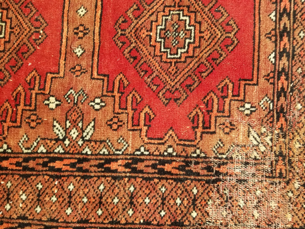 Distressed Vintage Traditional Handmade Afghan Bokhara Wool Rug 116x58cm