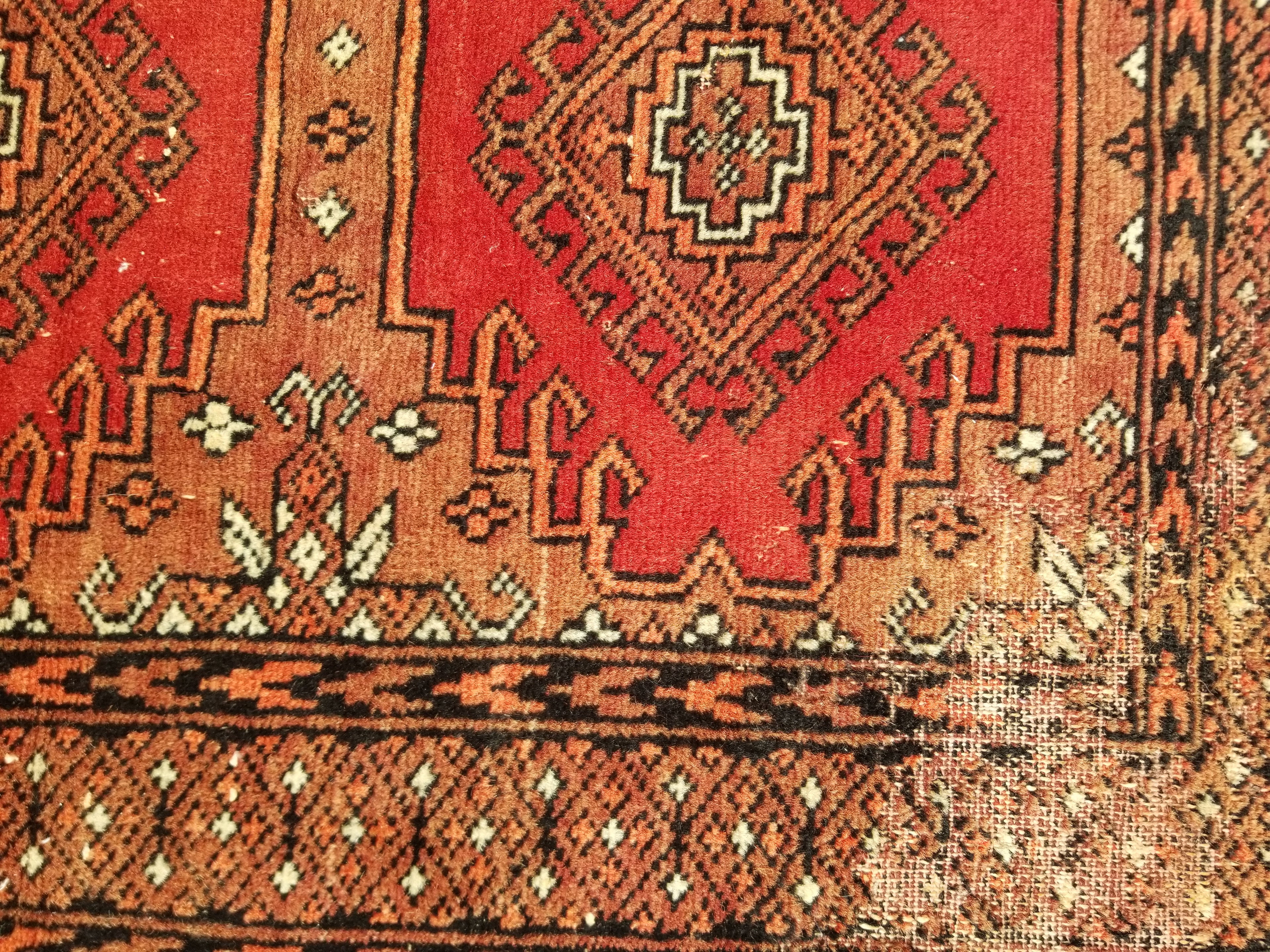 Distressed Vintage Traditional Handmade Afghan Bokhara Wool Rug 116x58cm