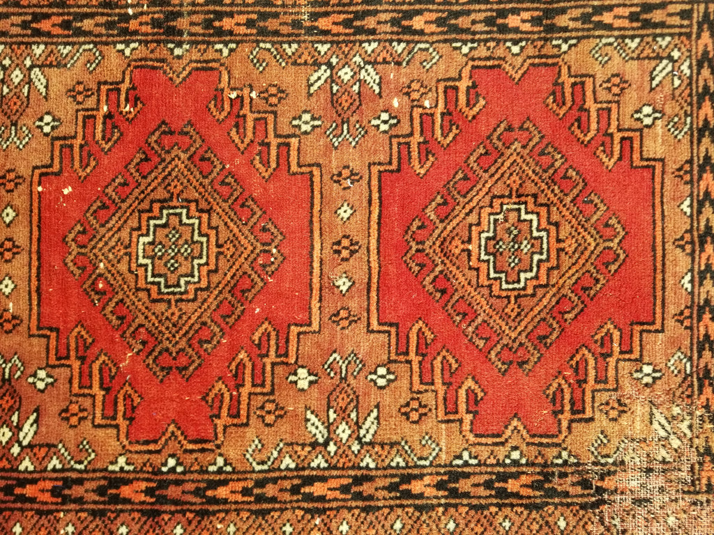 Distressed Vintage Traditional Handmade Afghan Bokhara Wool Rug 116x58cm