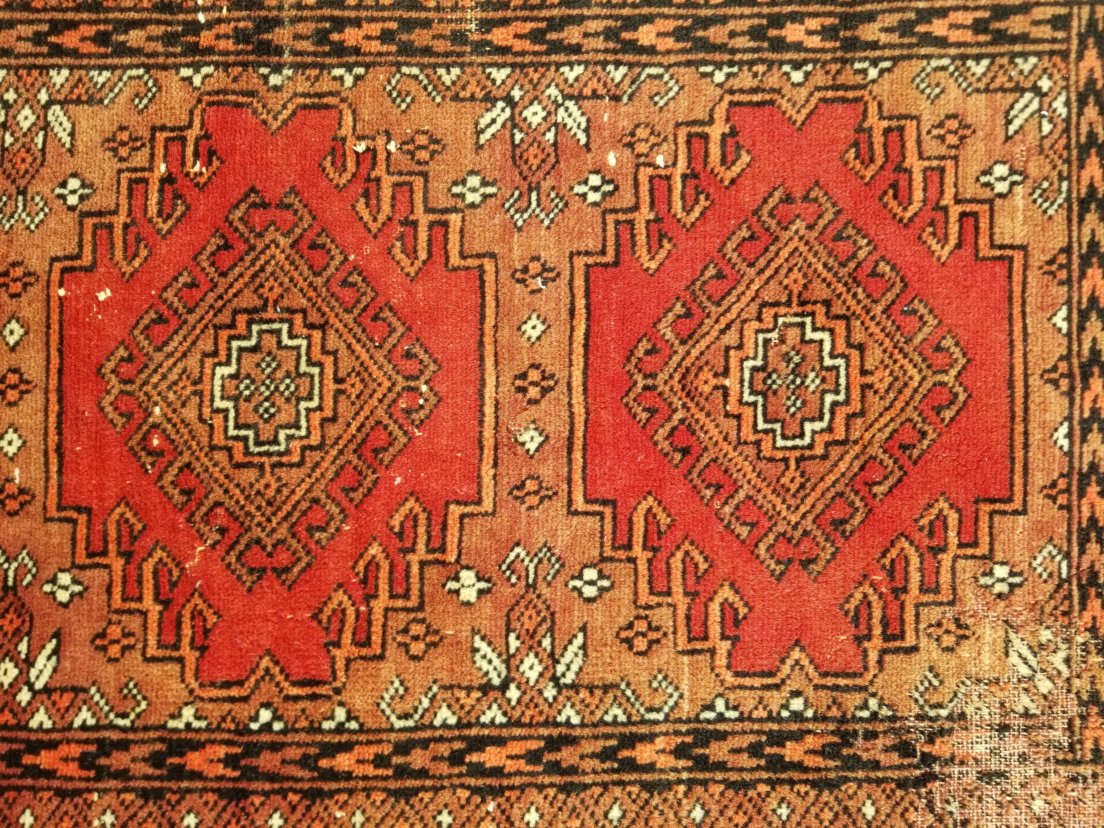 Distressed Vintage Traditional Handmade Afghan Bokhara Wool Rug 116x58cm