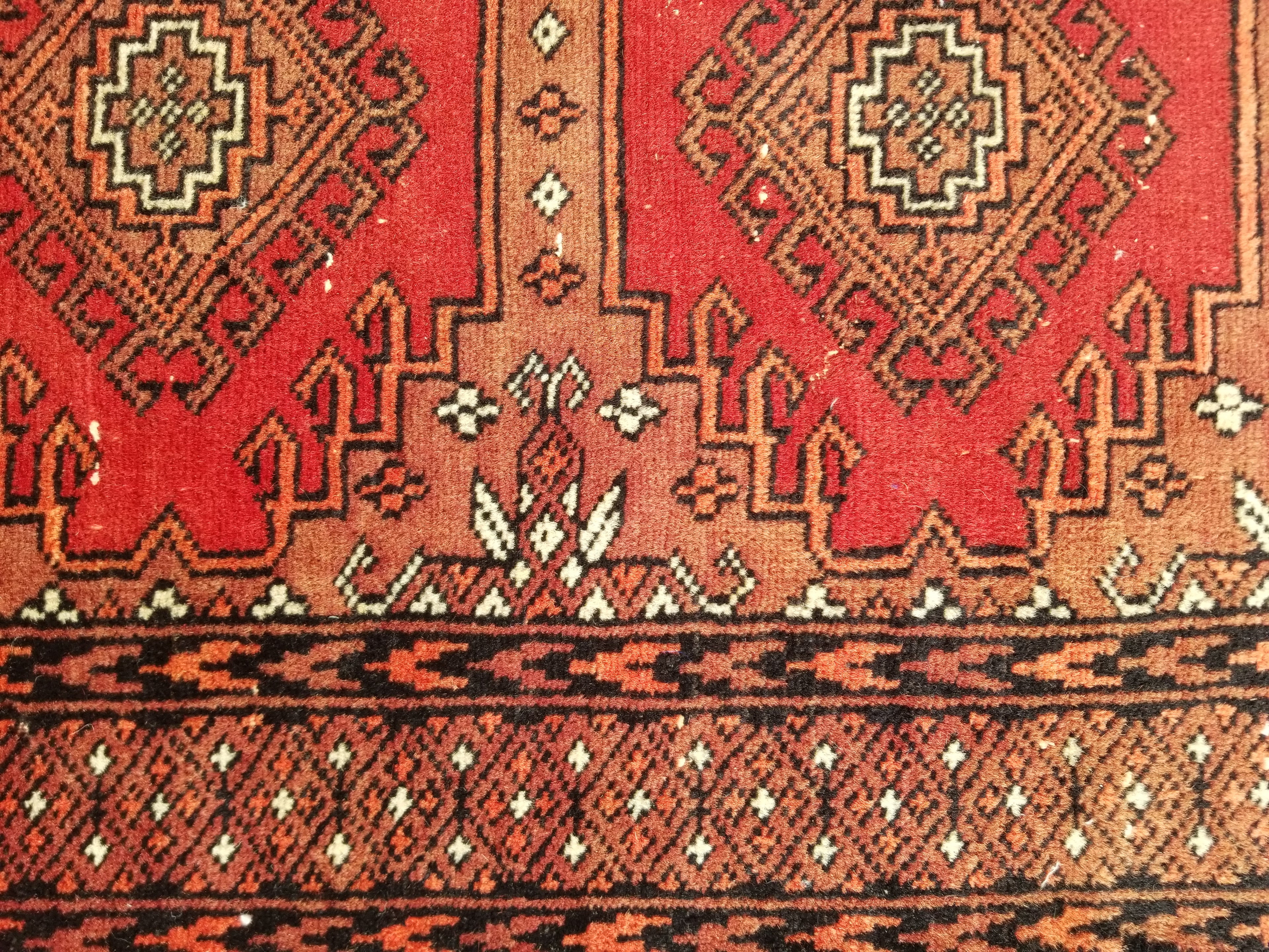 Distressed Vintage Traditional Handmade Afghan Bokhara Wool Rug 116x58cm