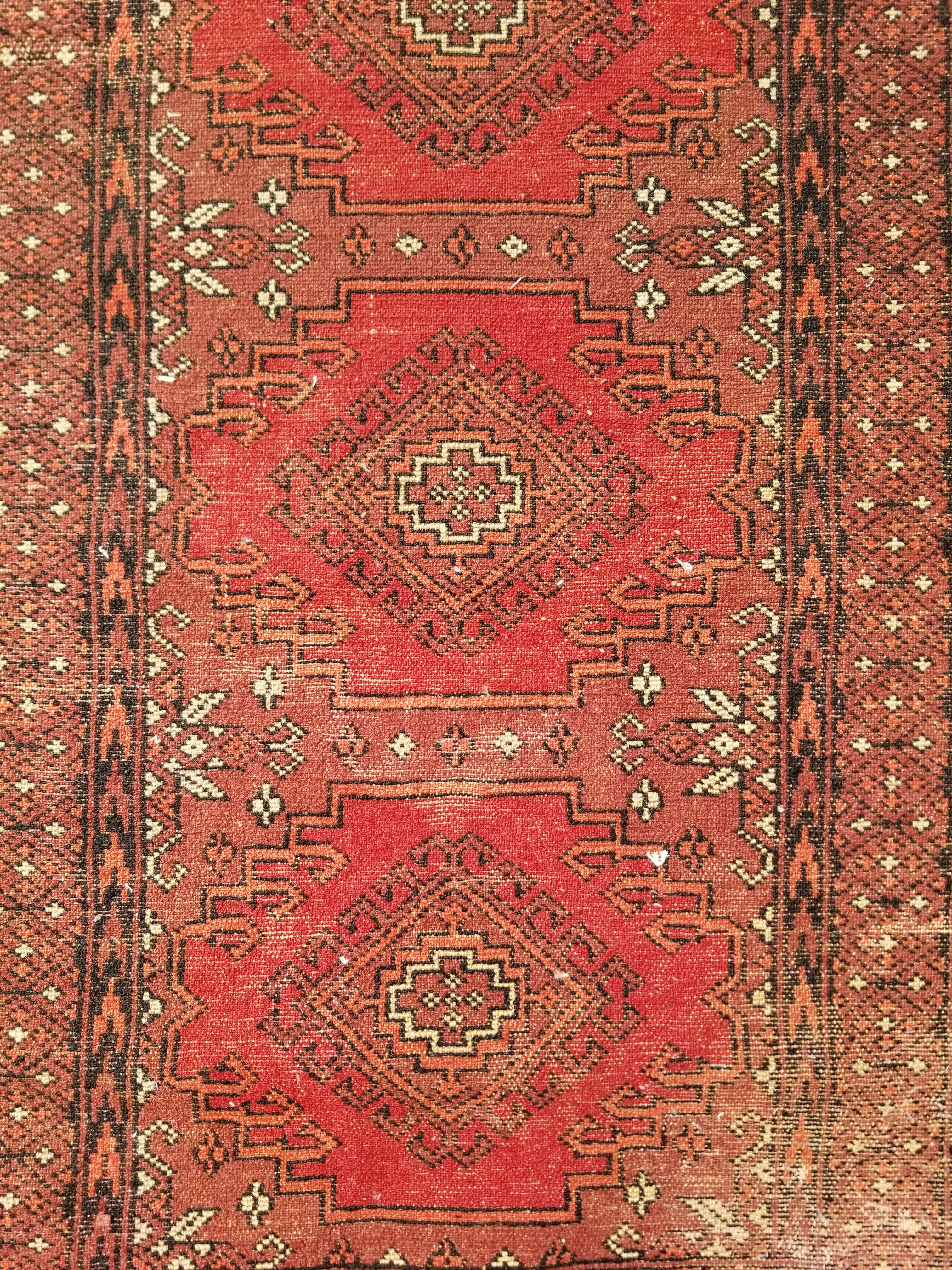 Distressed Vintage Traditional Handmade Afghan Bokhara Wool Rug 116x58cm