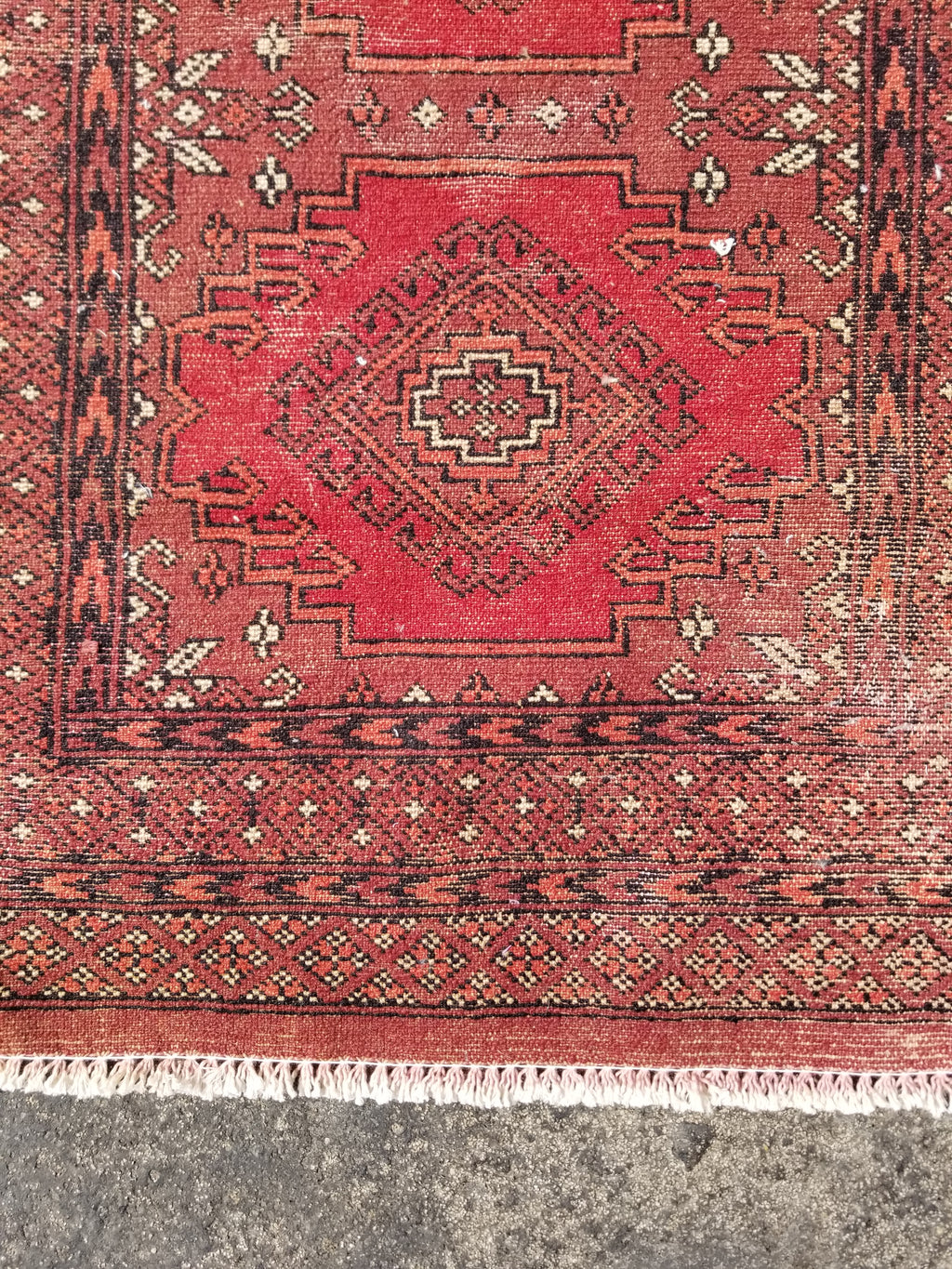 Distressed Vintage Traditional Handmade Afghan Bokhara Wool Rug 116x58cm