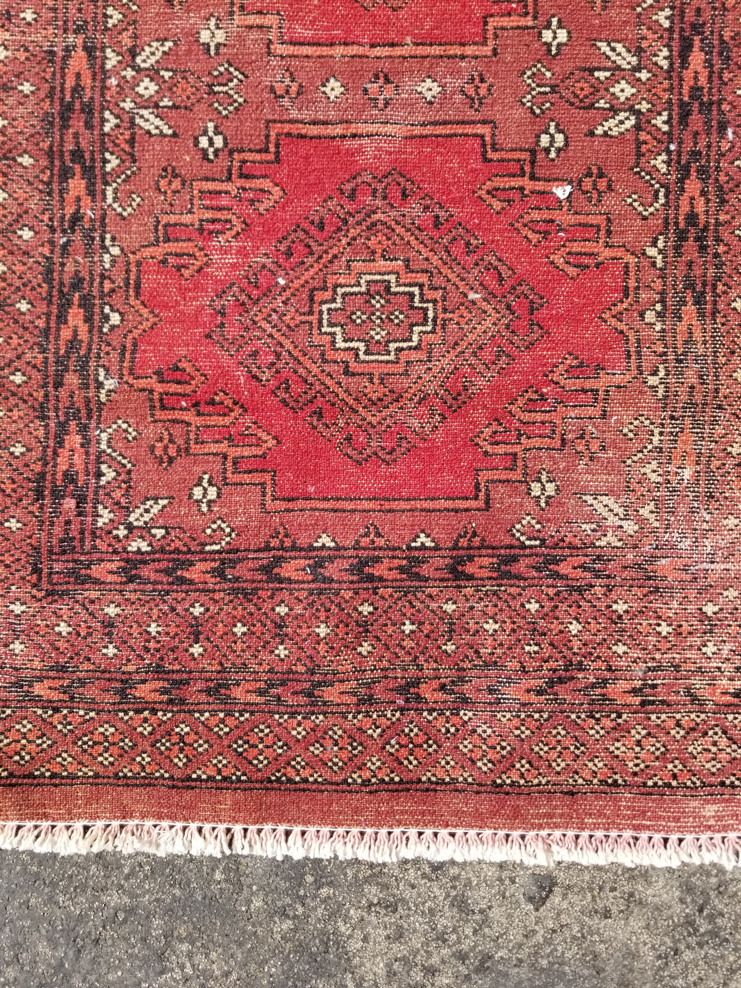 Distressed Vintage Traditional Handmade Afghan Bokhara Wool Rug 116x58cm