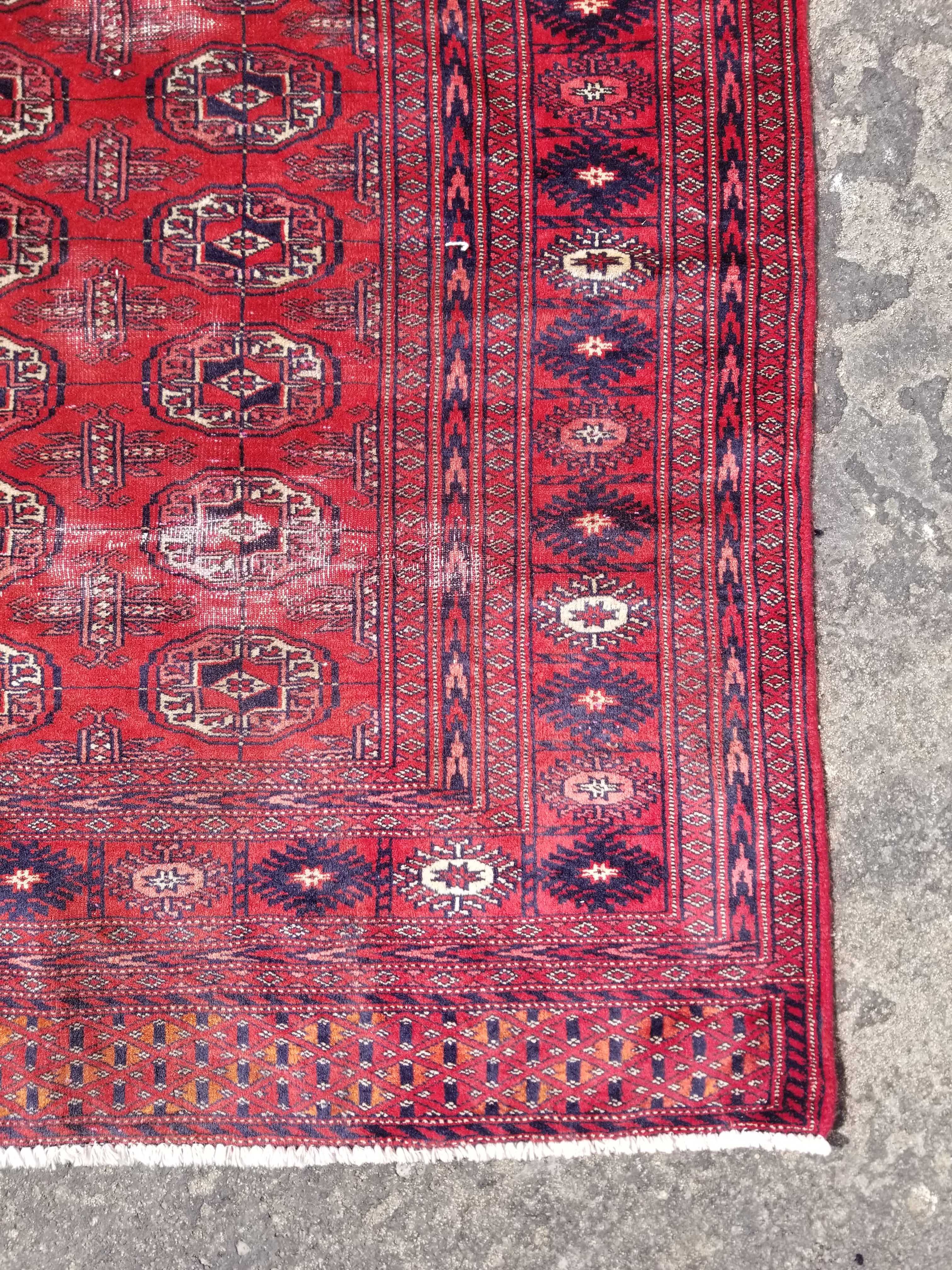Distressed Vintage Traditional Handmade Afghan Bokhara Wool Rug 186x128cm