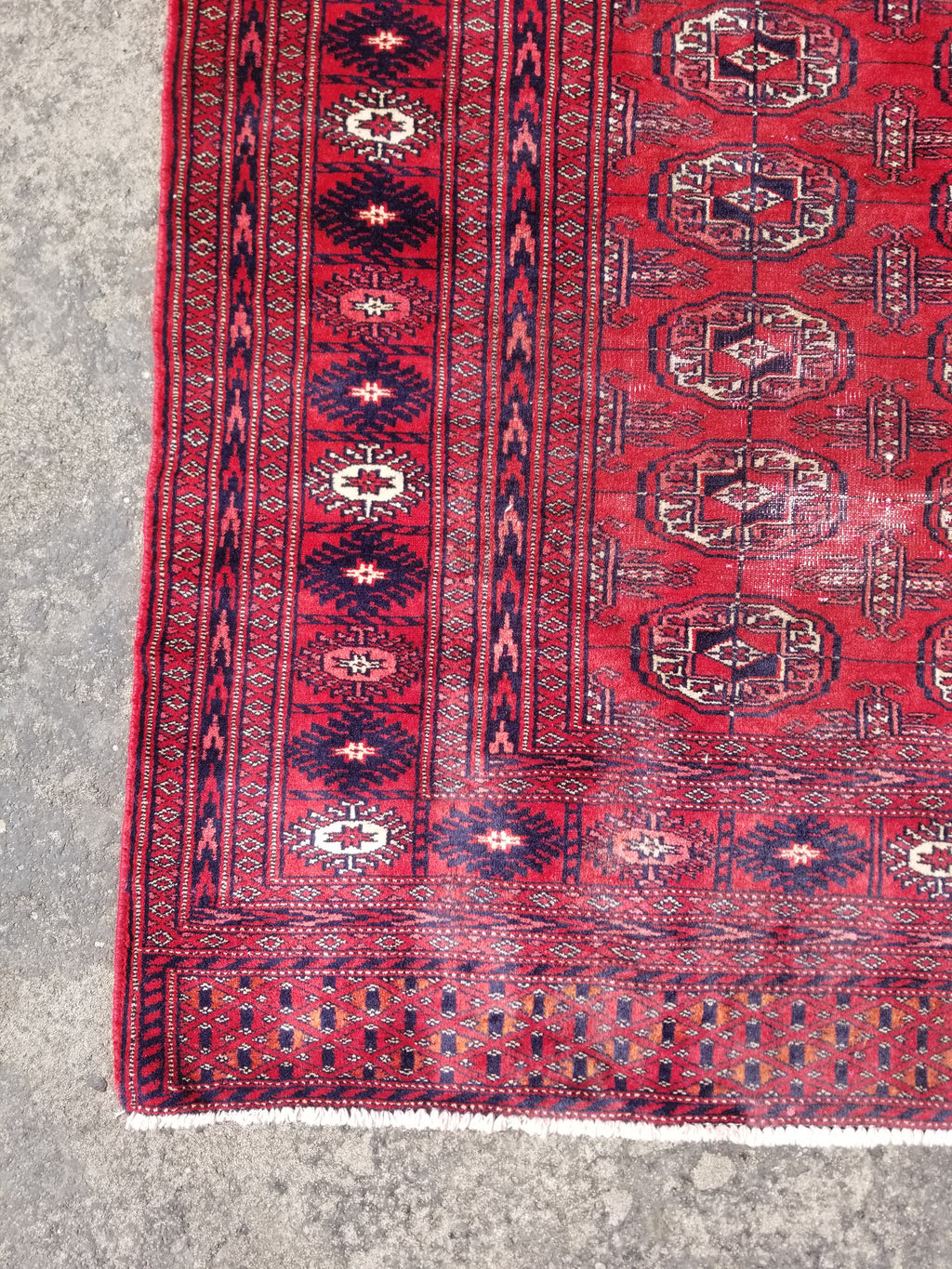 Distressed Vintage Traditional Handmade Afghan Bokhara Wool Rug 186x128cm