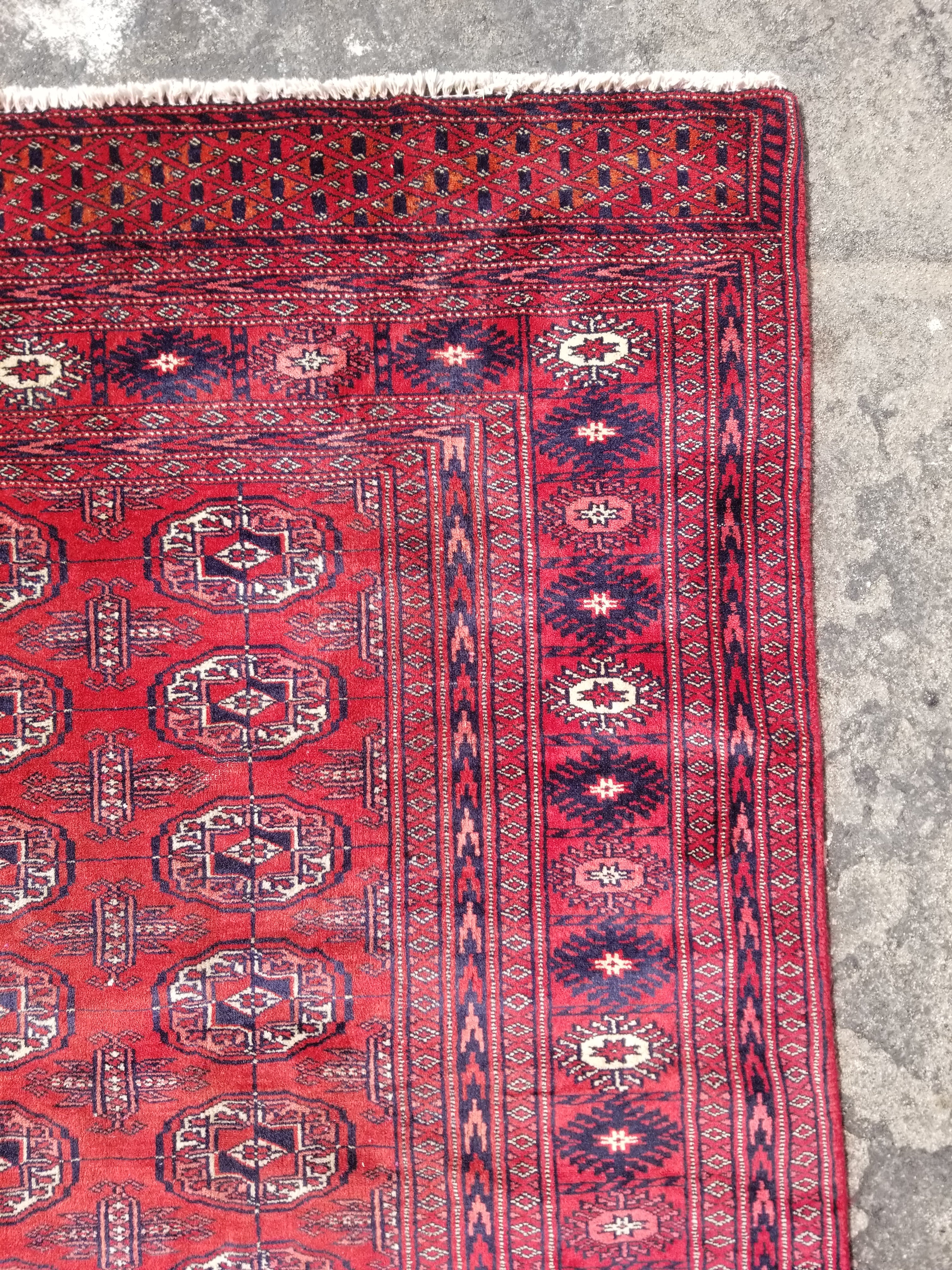 Distressed Vintage Traditional Handmade Afghan Bokhara Wool Rug 186x128cm