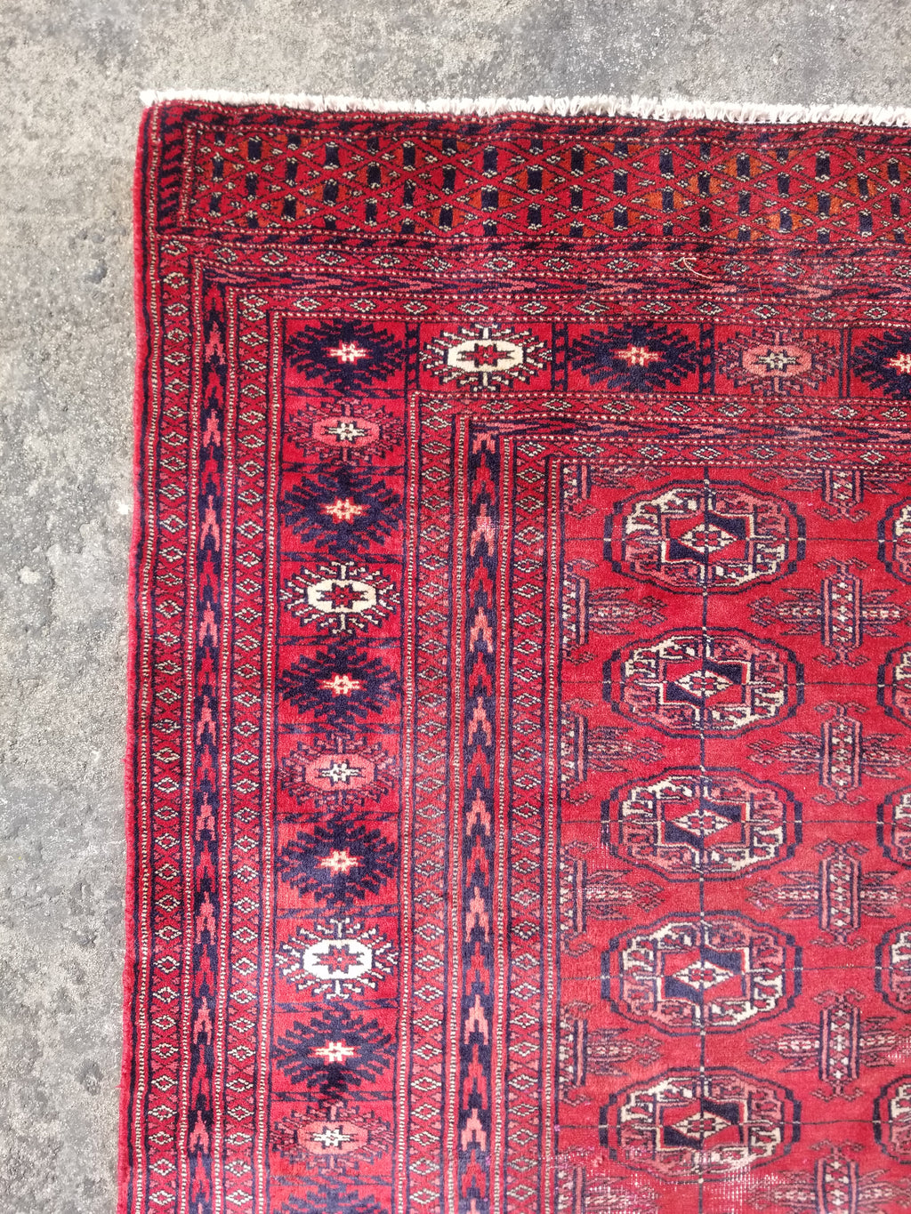 Distressed Vintage Traditional Handmade Afghan Bokhara Wool Rug 186x128cm
