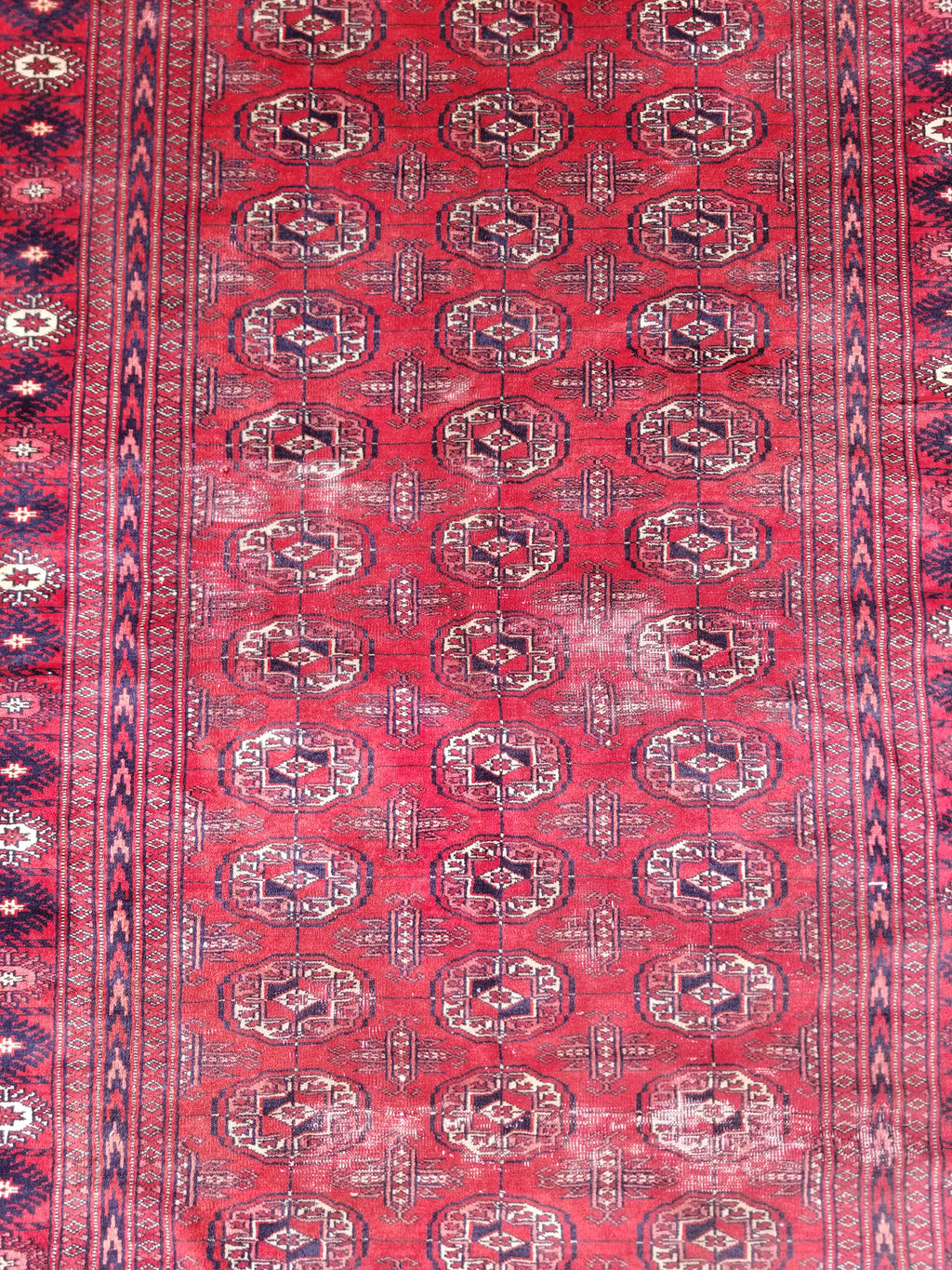 Distressed Vintage Traditional Handmade Afghan Bokhara Wool Rug 186x128cm