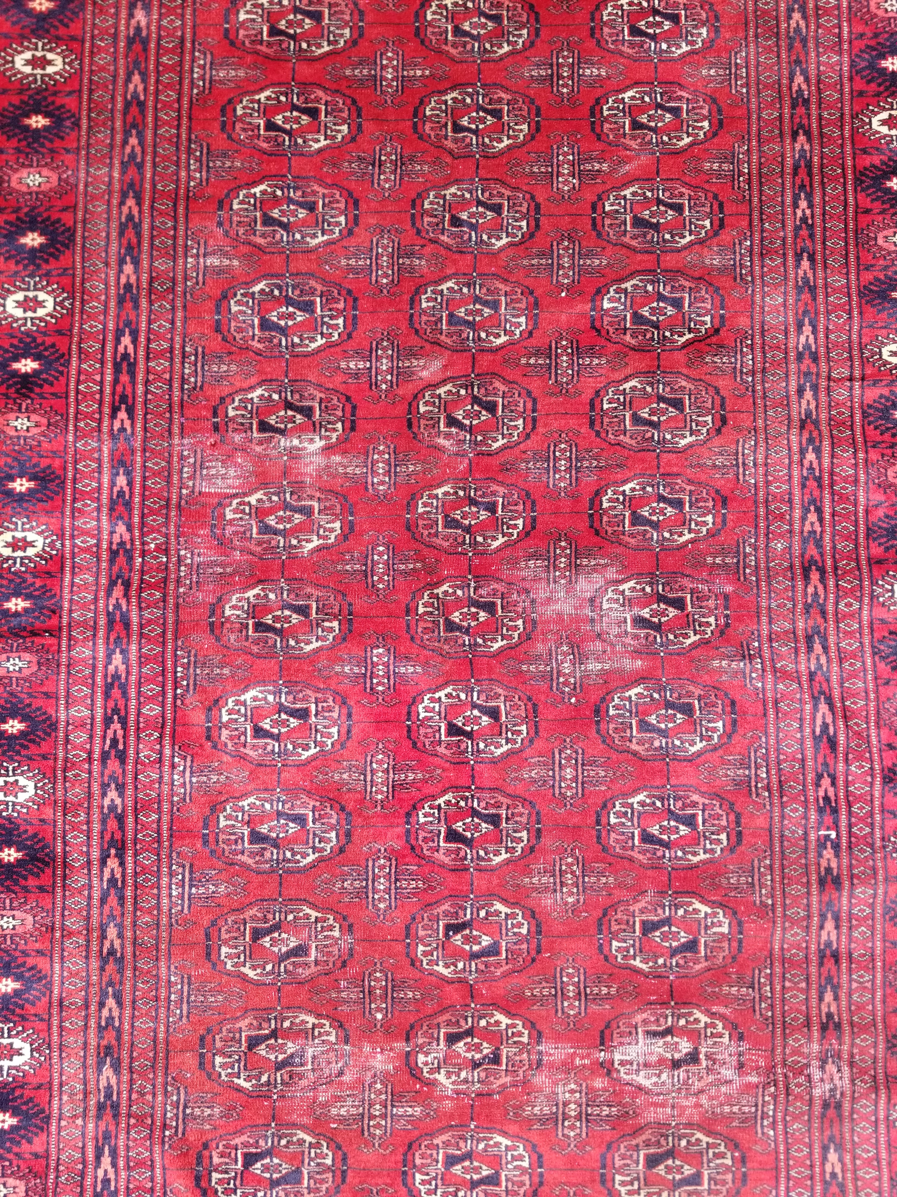 Distressed Vintage Traditional Handmade Afghan Bokhara Wool Rug 186x128cm