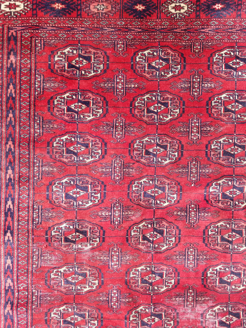 Distressed Vintage Traditional Handmade Afghan Bokhara Wool Rug 186x128cm