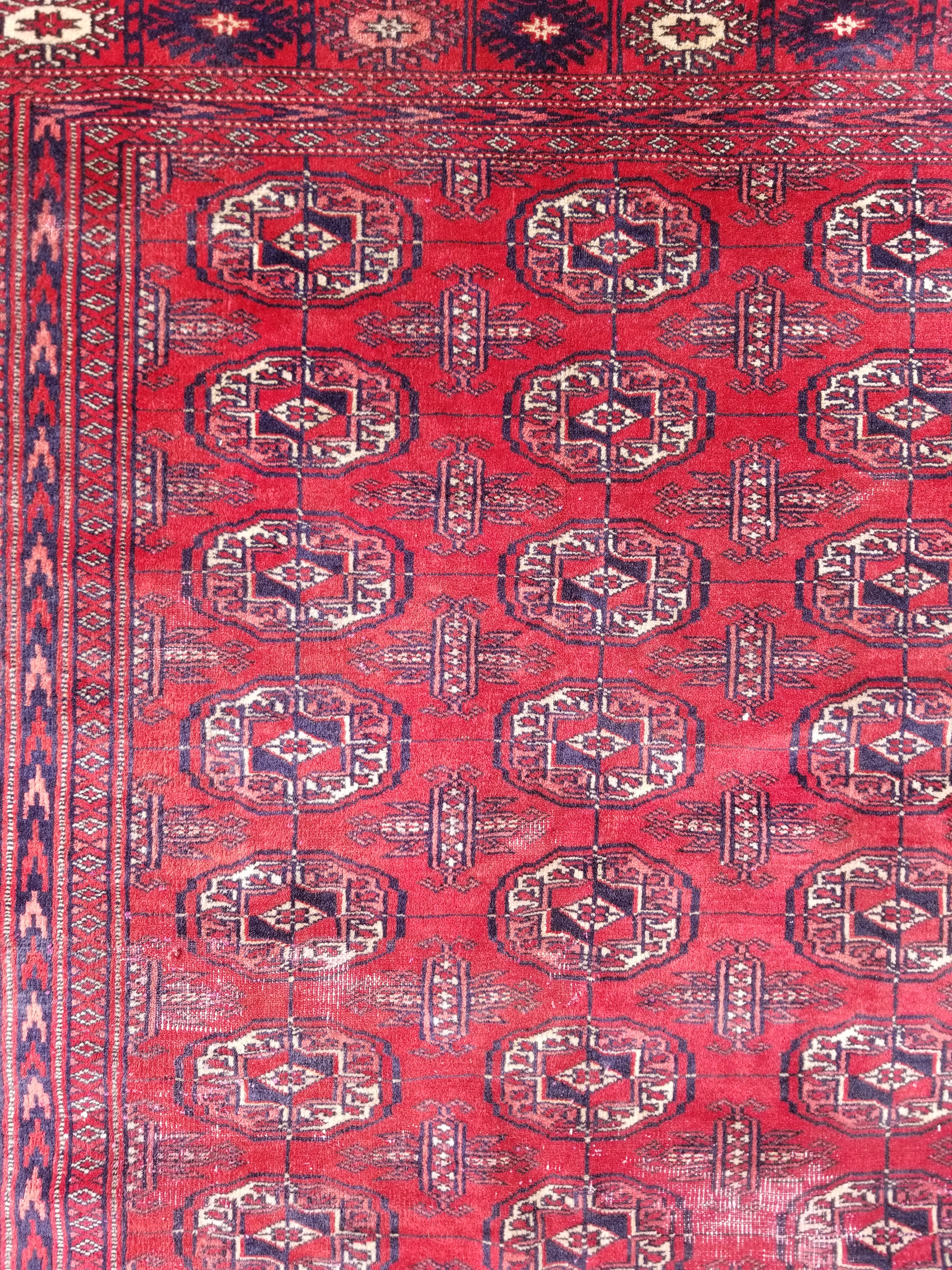 Distressed Vintage Traditional Handmade Afghan Bokhara Wool Rug 186x128cm