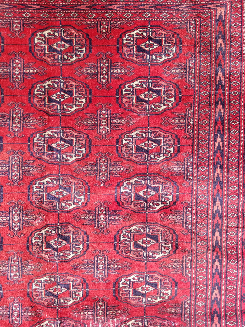 Distressed Vintage Traditional Handmade Afghan Bokhara Wool Rug 186x128cm