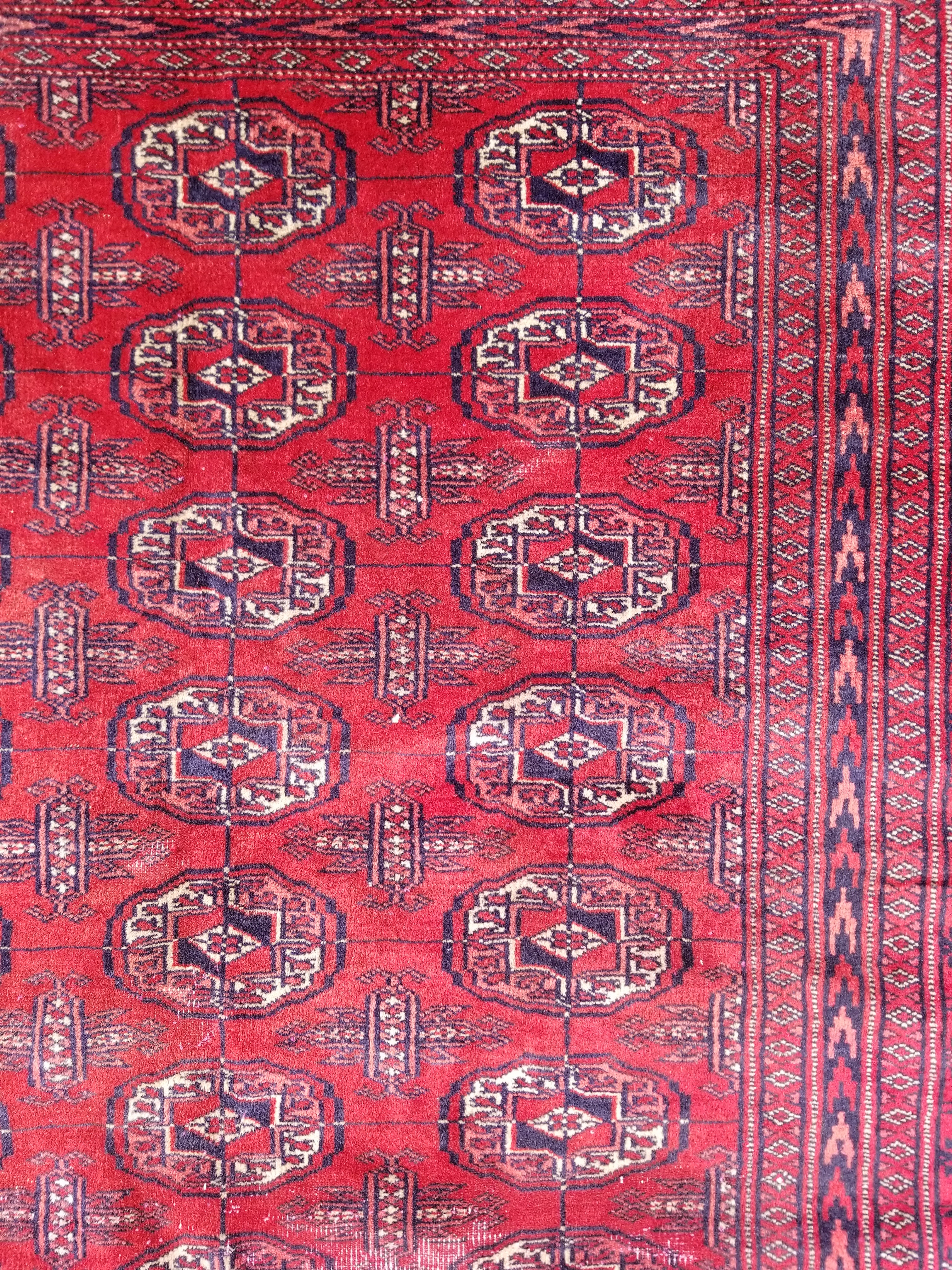 Distressed Vintage Traditional Handmade Afghan Bokhara Wool Rug 186x128cm