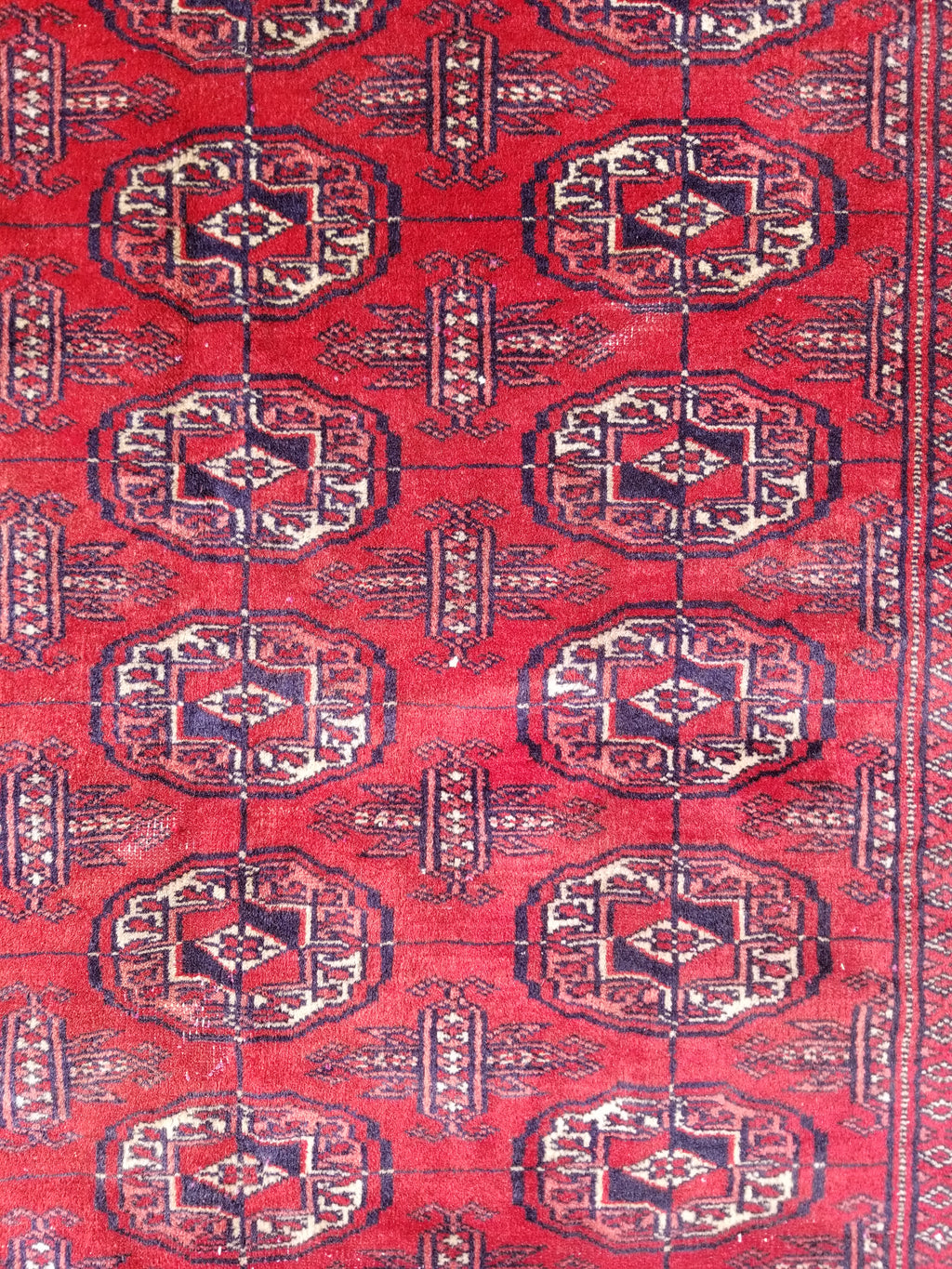 Distressed Vintage Traditional Handmade Afghan Bokhara Wool Rug 186x128cm