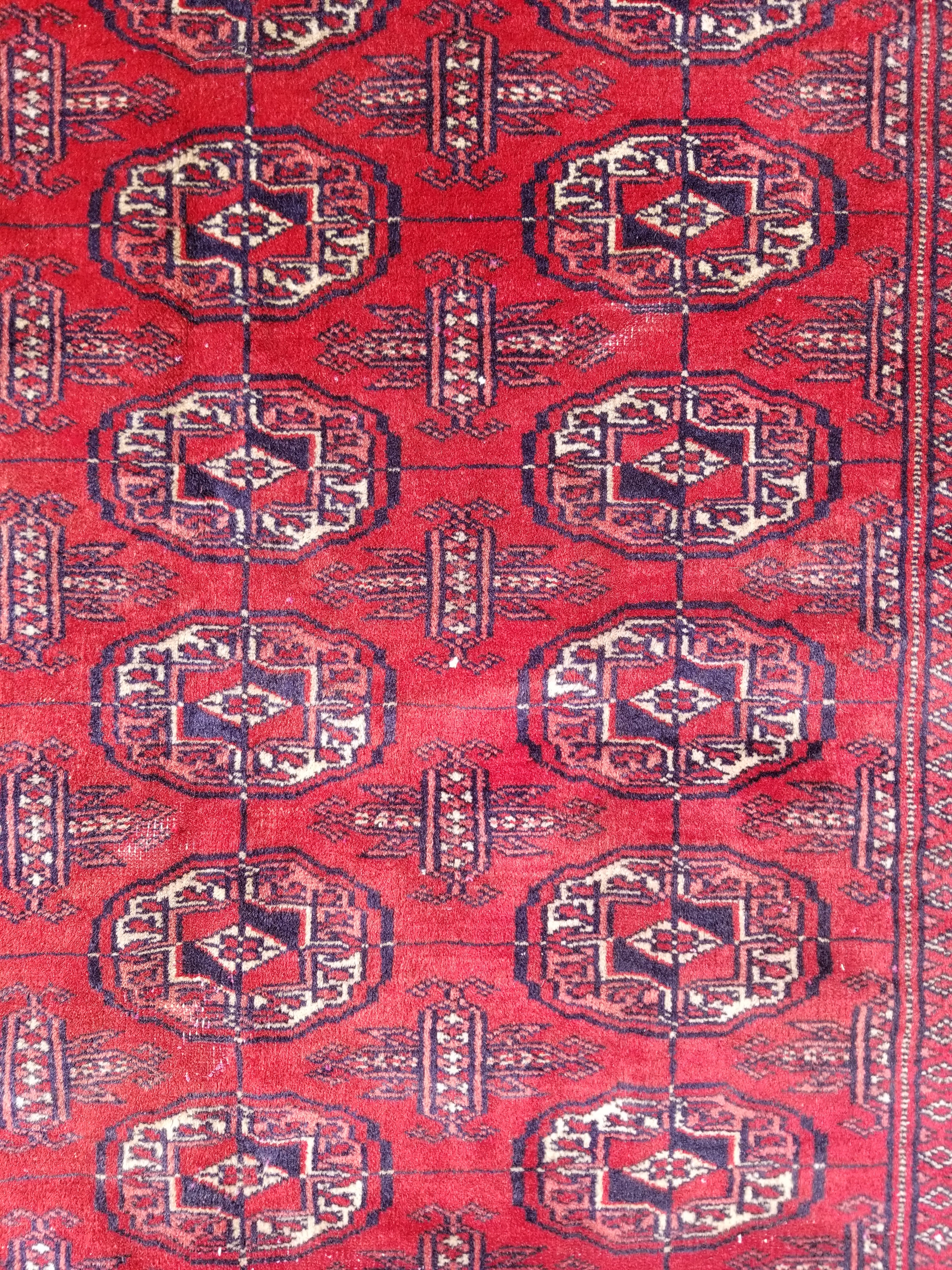 Distressed Vintage Traditional Handmade Afghan Bokhara Wool Rug 186x128cm