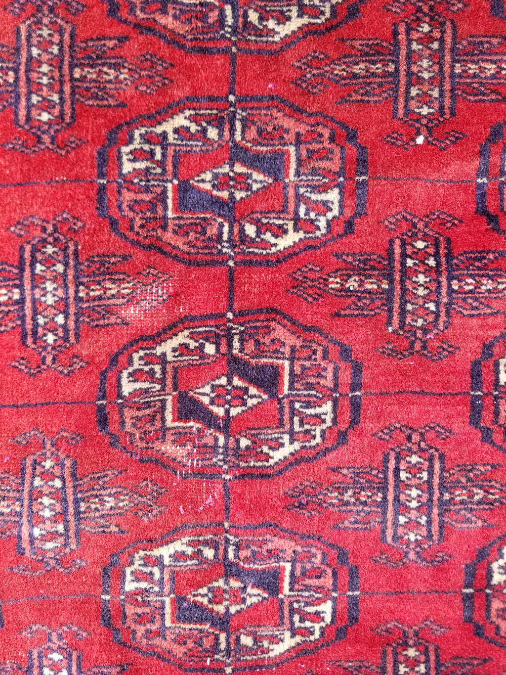 Distressed Vintage Traditional Handmade Afghan Bokhara Wool Rug 186x128cm