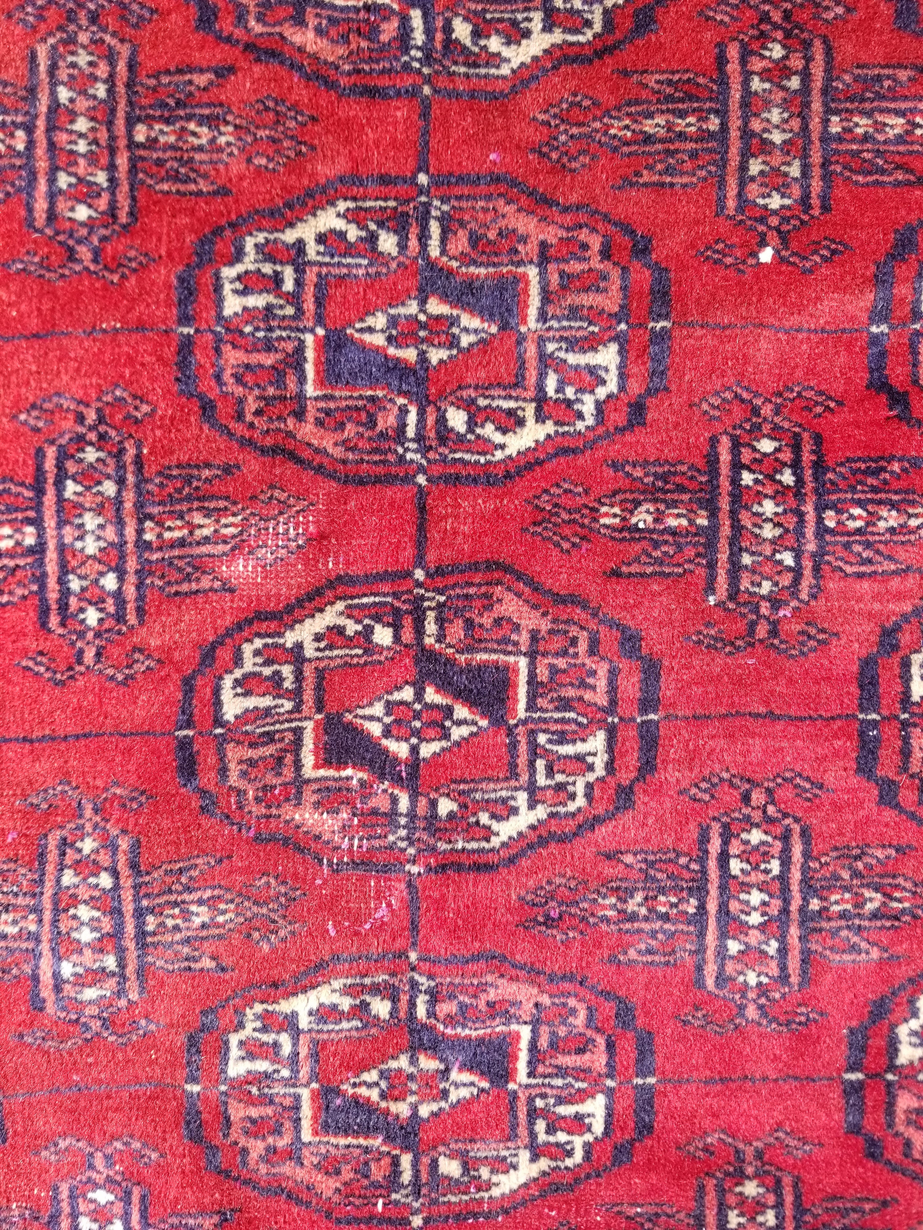 Distressed Vintage Traditional Handmade Afghan Bokhara Wool Rug 186x128cm