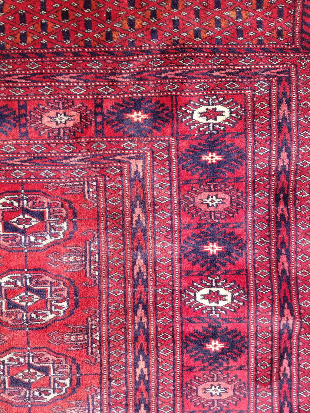 Distressed Vintage Traditional Handmade Afghan Bokhara Wool Rug 186x128cm
