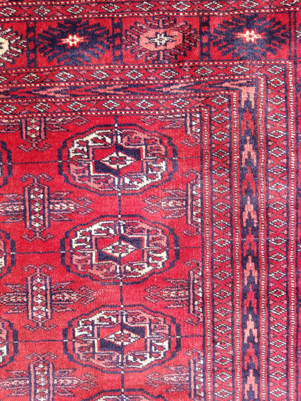 Distressed Vintage Traditional Handmade Afghan Bokhara Wool Rug 186x128cm