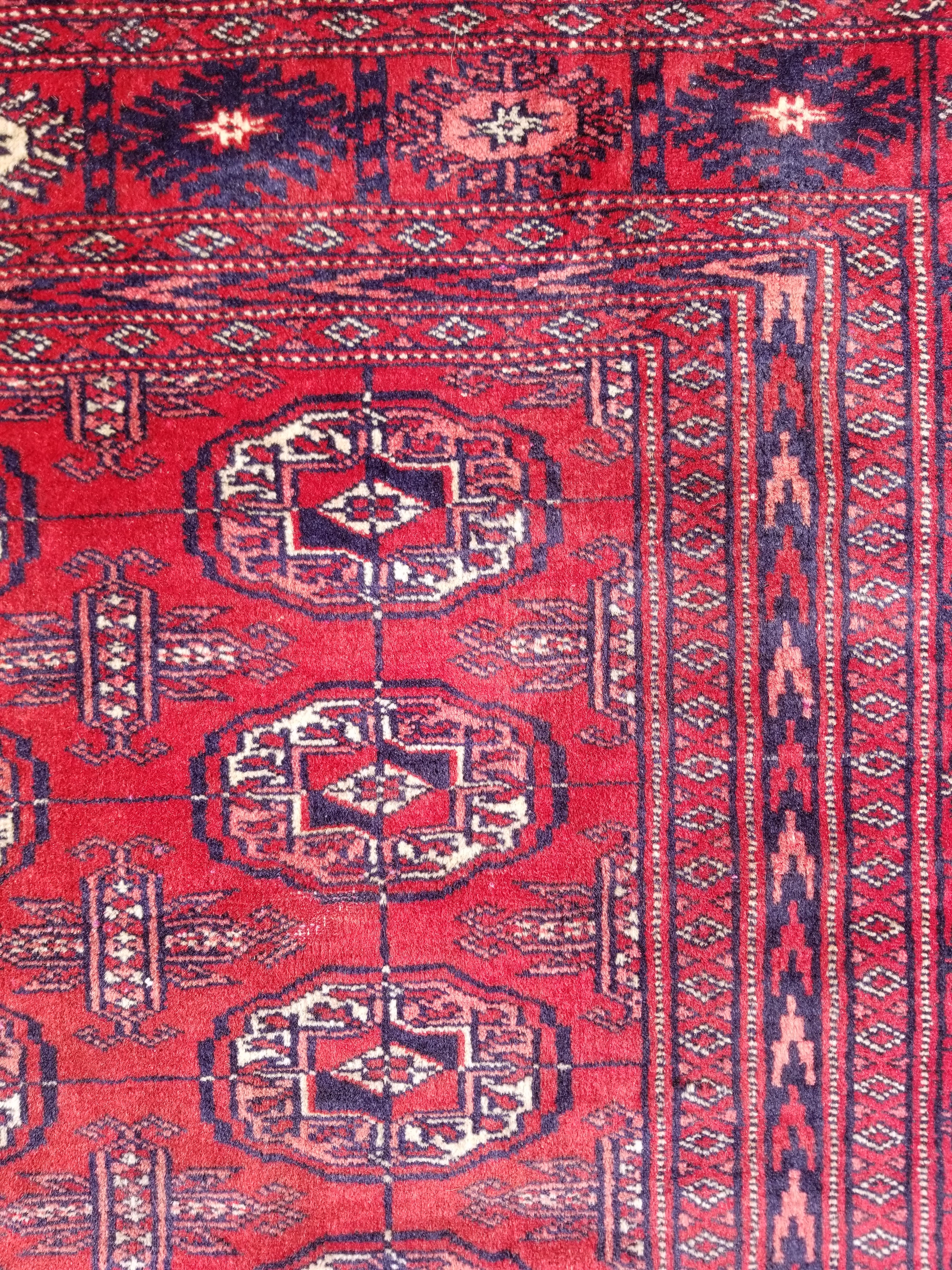 Distressed Vintage Traditional Handmade Afghan Bokhara Wool Rug 186x128cm