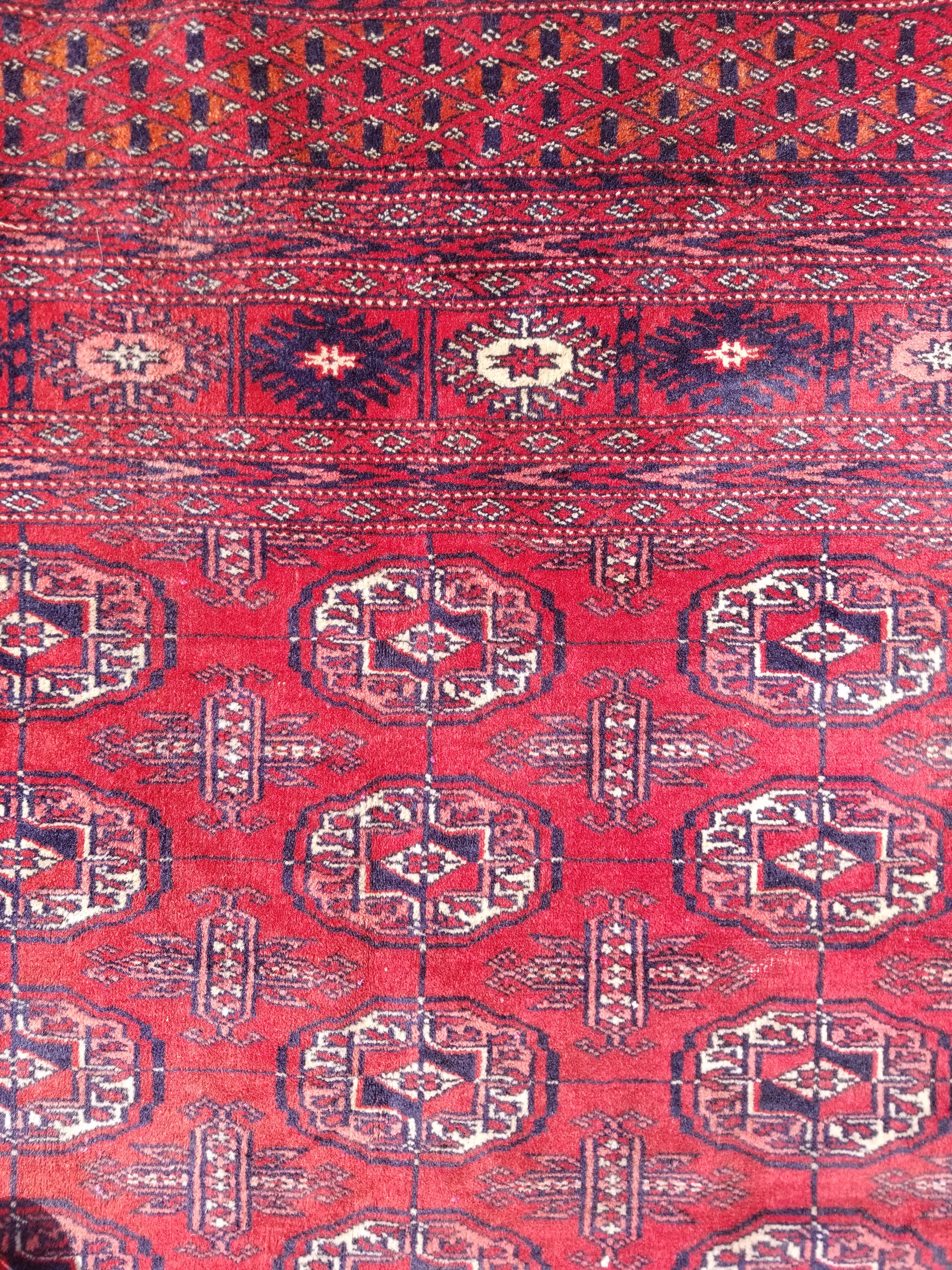Distressed Vintage Traditional Handmade Afghan Bokhara Wool Rug 186x128cm