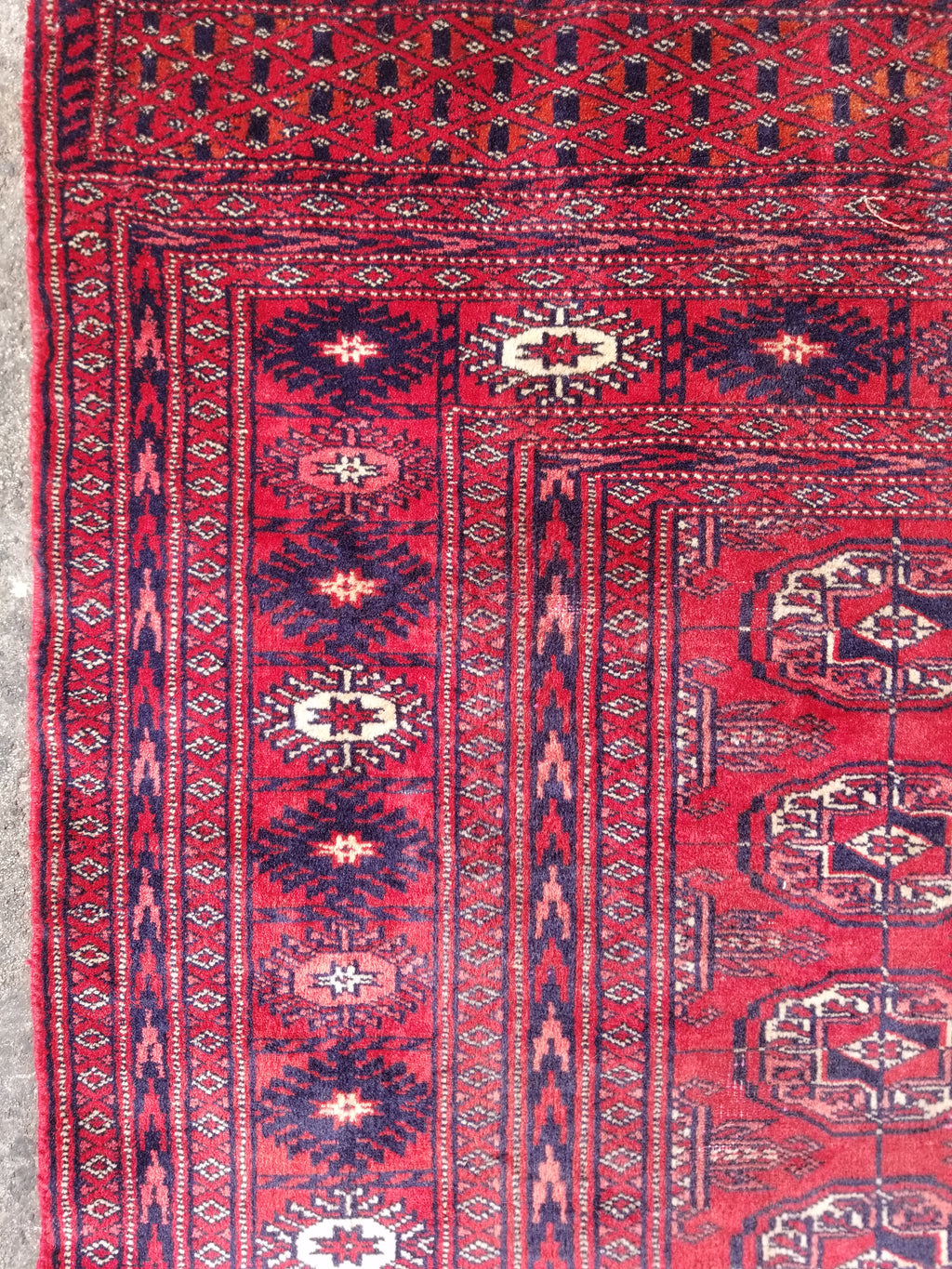 Distressed Vintage Traditional Handmade Afghan Bokhara Wool Rug 186x128cm