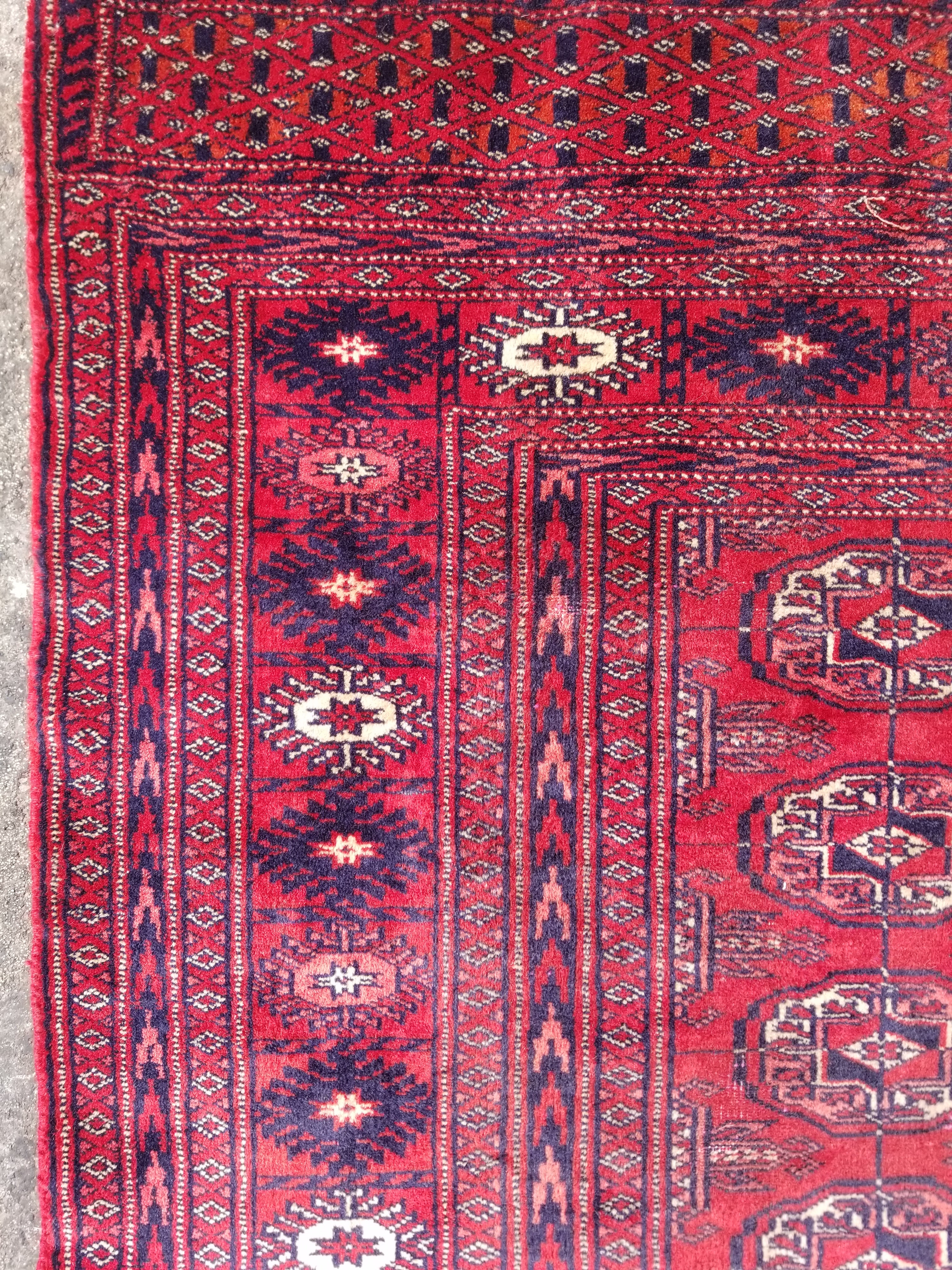 Distressed Vintage Traditional Handmade Afghan Bokhara Wool Rug 186x128cm