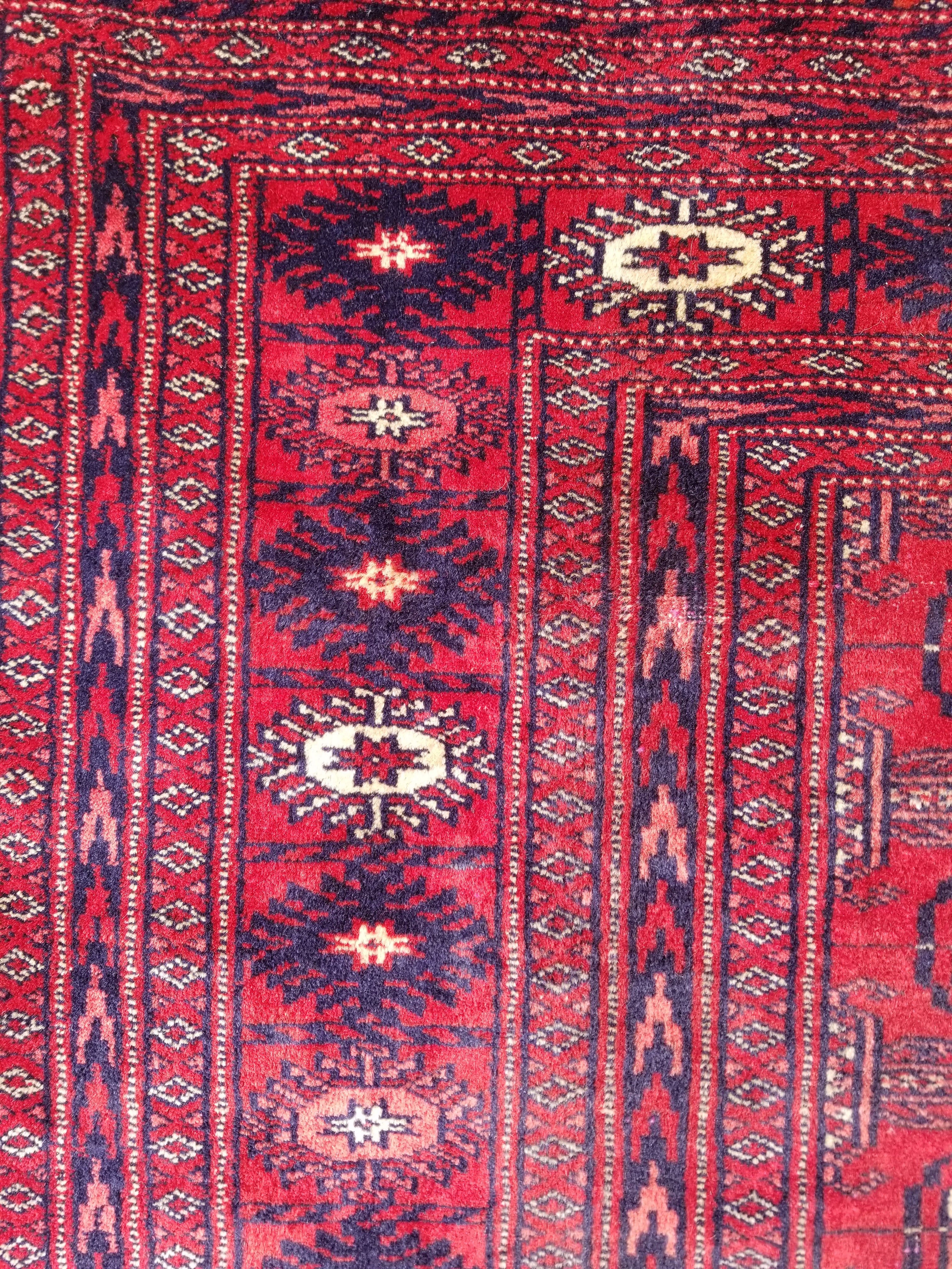 Distressed Vintage Traditional Handmade Afghan Bokhara Wool Rug 186x128cm