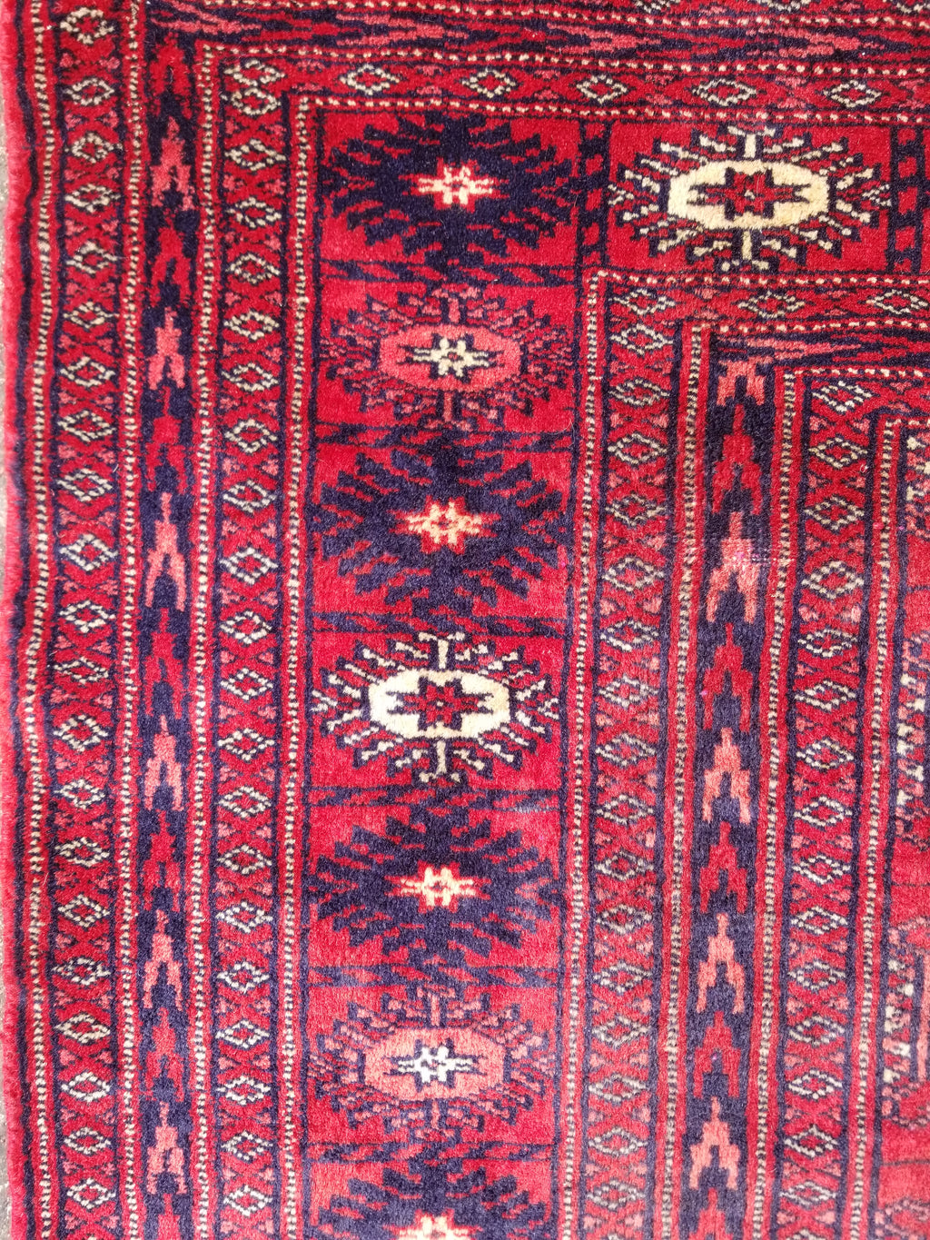 Distressed Vintage Traditional Handmade Afghan Bokhara Wool Rug 186x128cm