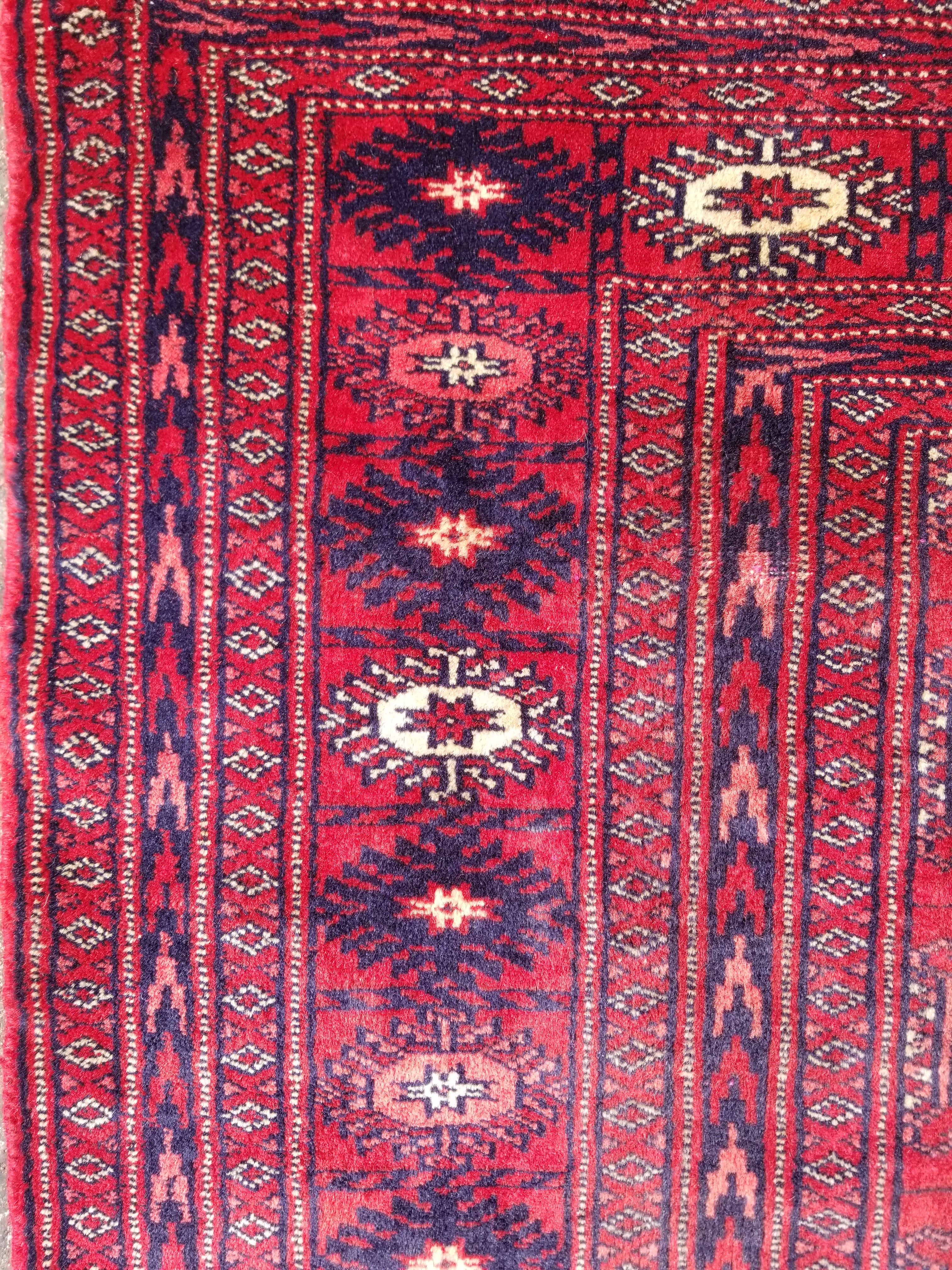Distressed Vintage Traditional Handmade Afghan Bokhara Wool Rug 186x128cm