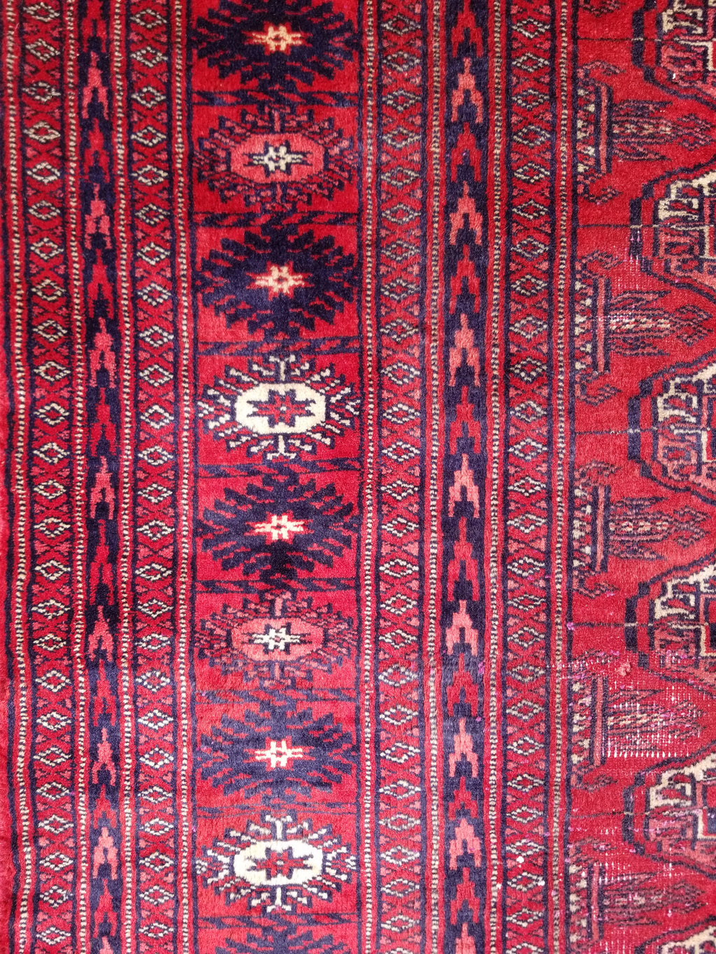 Distressed Vintage Traditional Handmade Afghan Bokhara Wool Rug 186x128cm