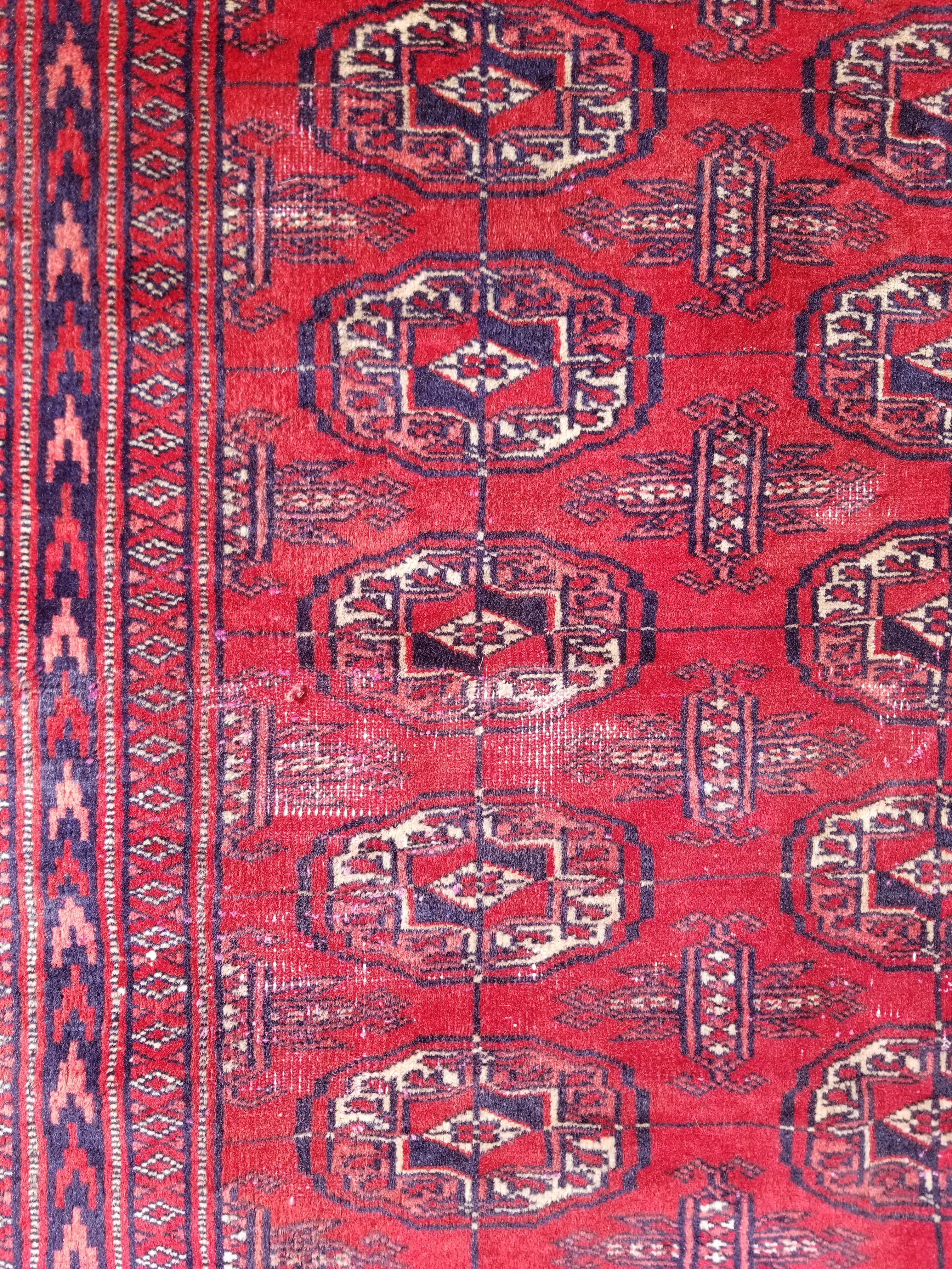 Distressed Vintage Traditional Handmade Afghan Bokhara Wool Rug 186x128cm